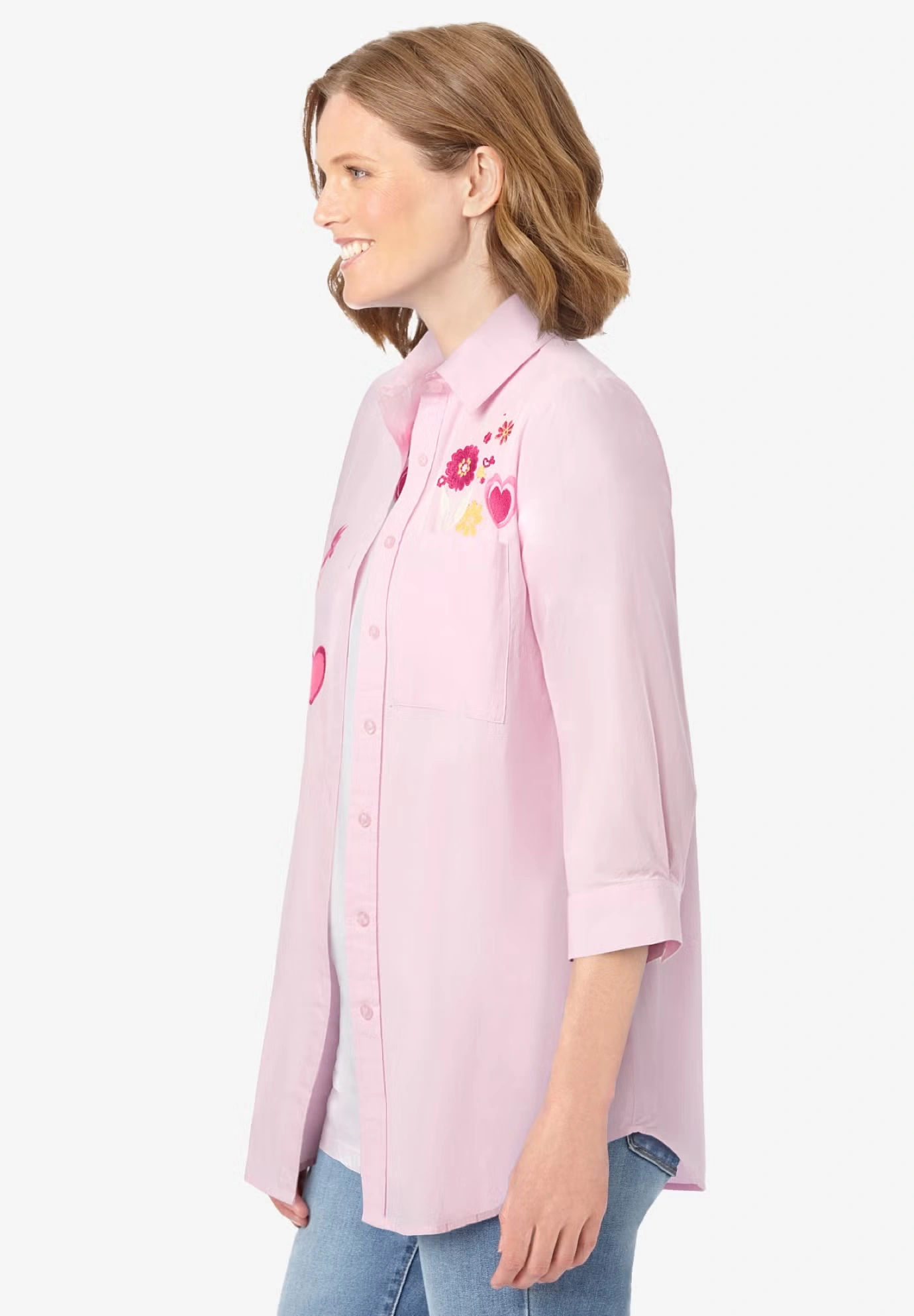 2-Piece Embroidered Poplin Tunic and Tee Set 3 2-Piece Embroidered Poplin Tunic and Tee Set