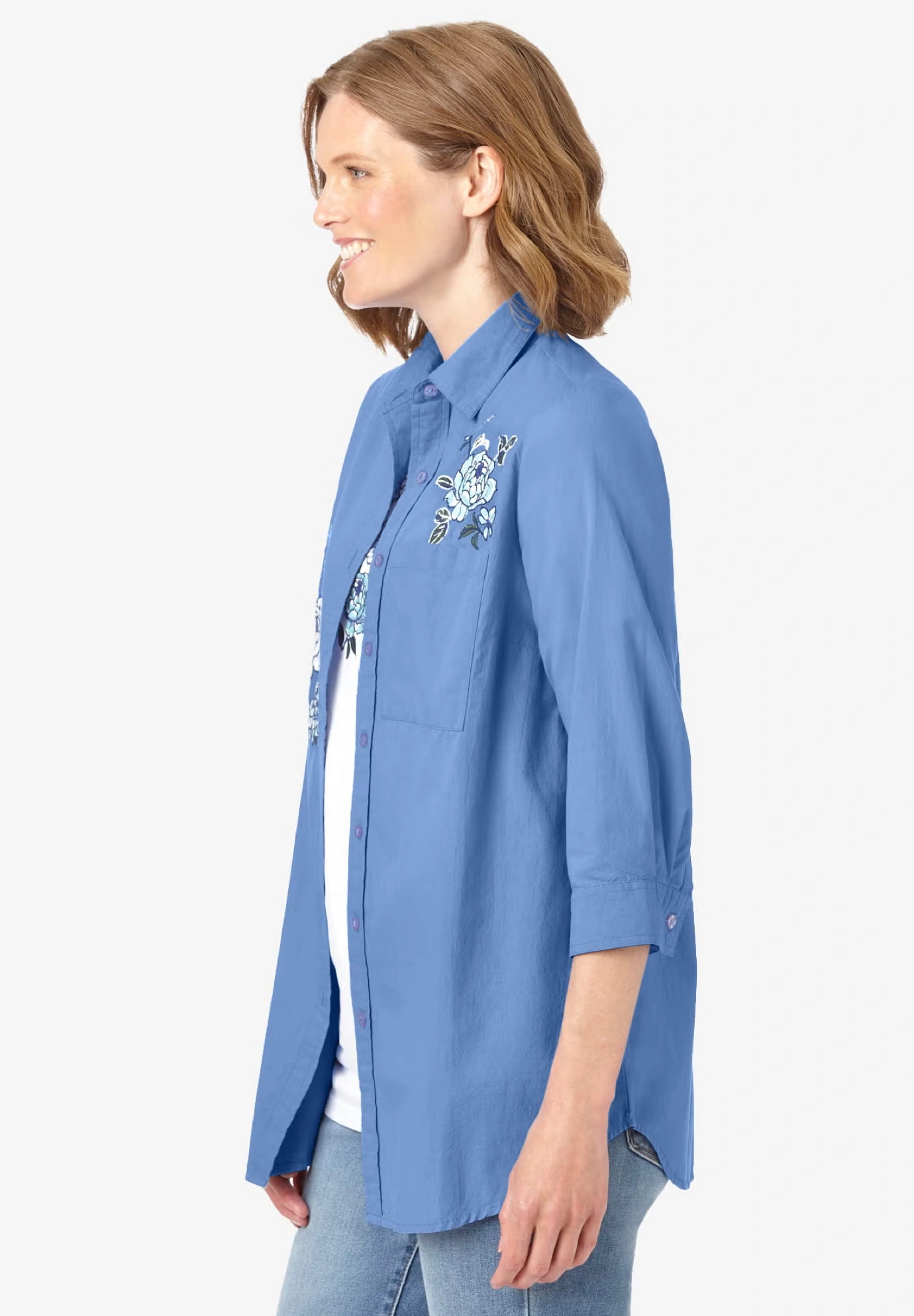 2-Piece Embroidered Poplin Tunic and Tee Set 6 2-Piece Embroidered Poplin Tunic and Tee Set