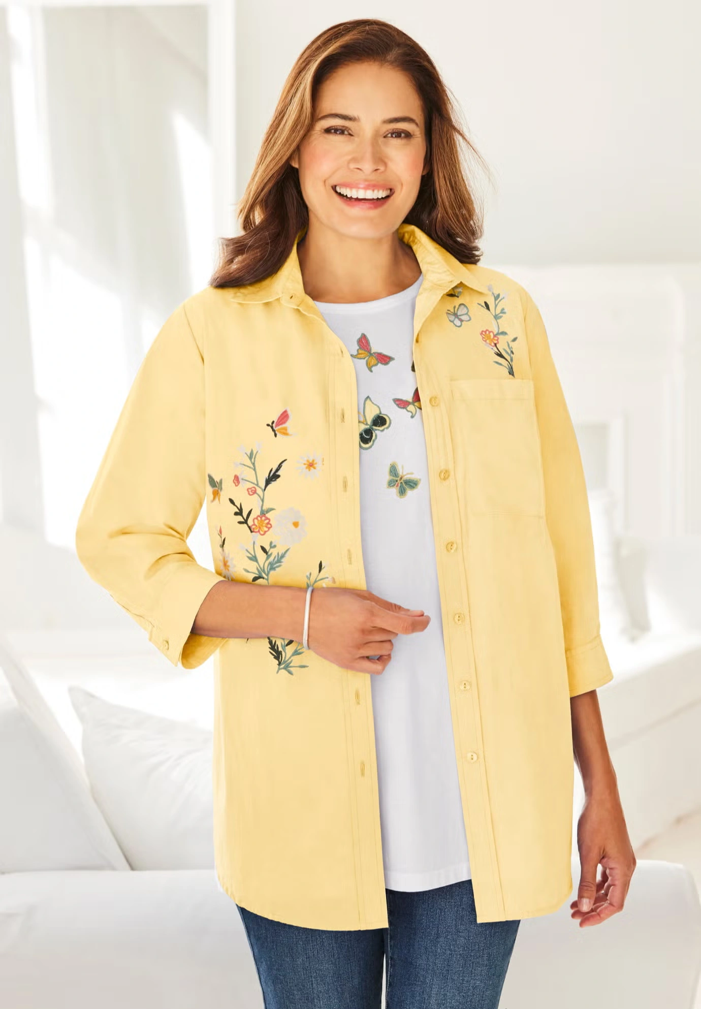 2-Piece Embroidered Poplin Tunic and Tee Set 7 2-Piece Embroidered Poplin Tunic and Tee Set