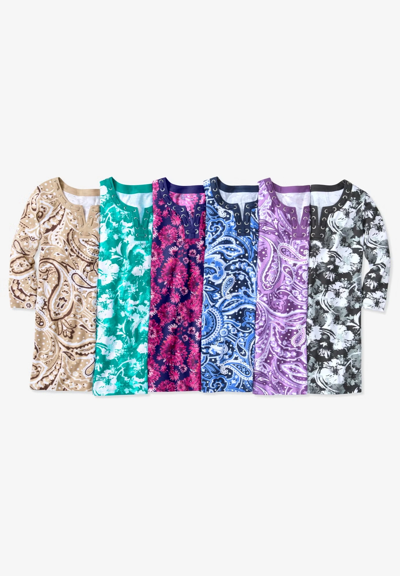 7-Day Three-Quarter Sleeve Grommet Notch Tunic 5 7-Day Three-Quarter Sleeve Grommet Notch Tunic