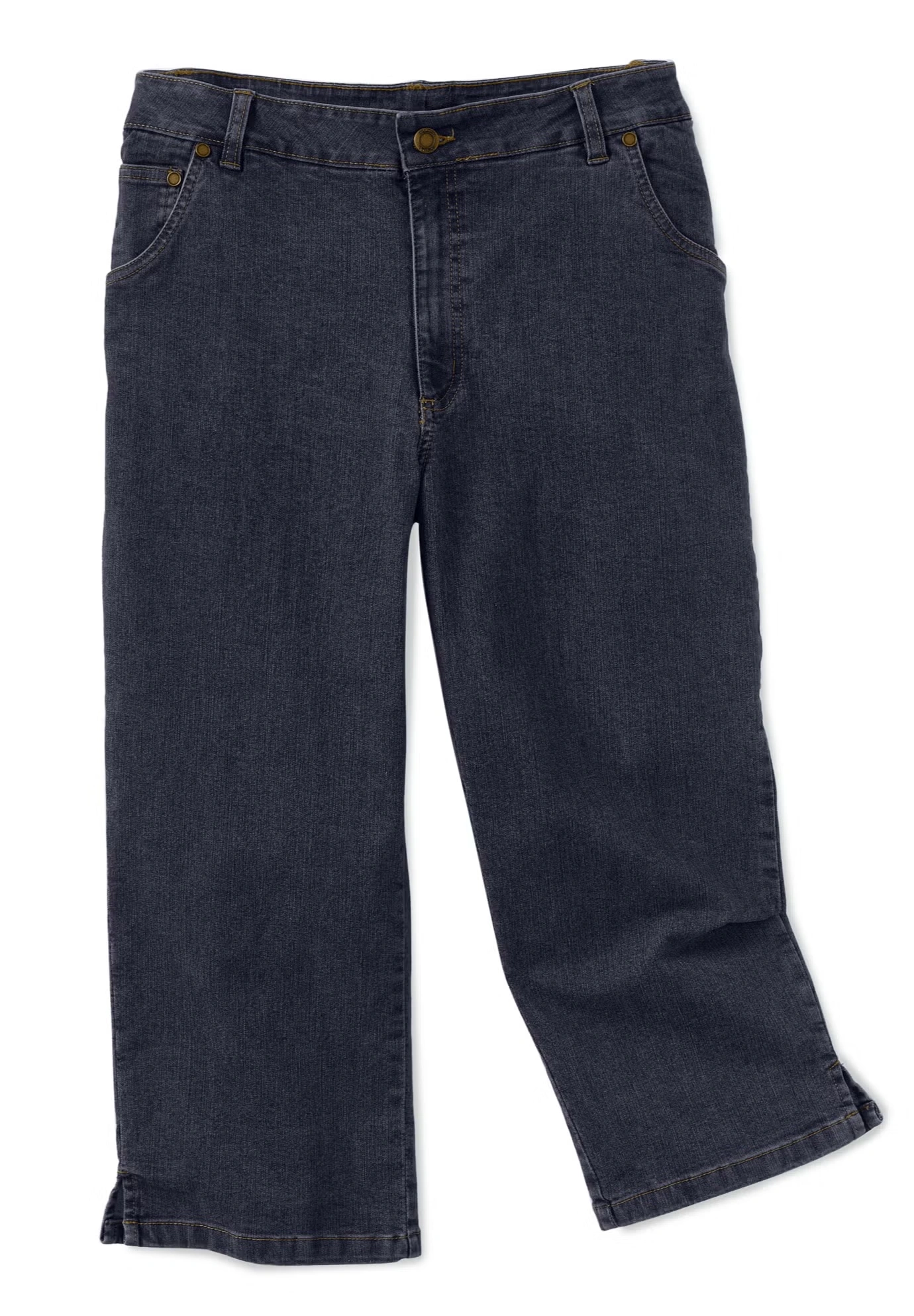 Perfect 5-Pocket Back-Elastic Denim Capri