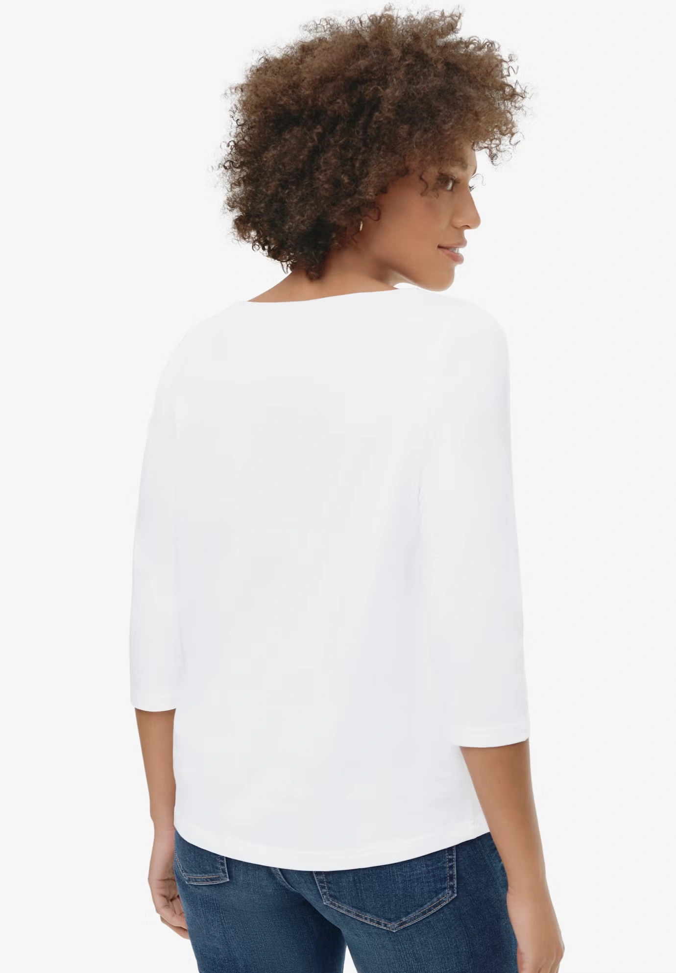 Boatneck Tee With Three-Quarter Sleeves