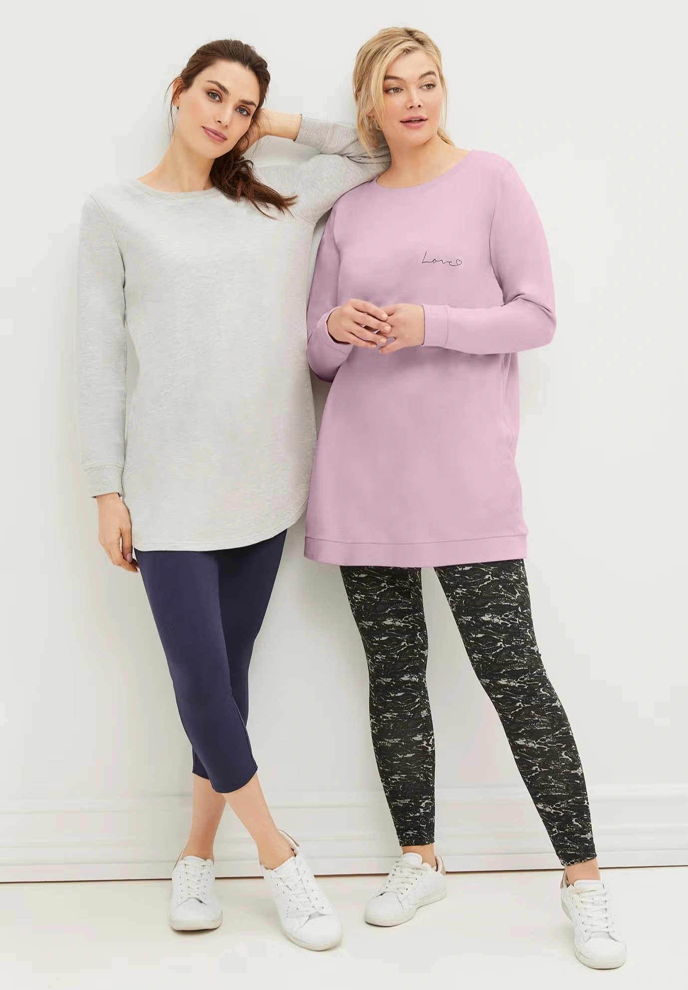 French Terry Sweatshirt Tunic with Shirttail Hem