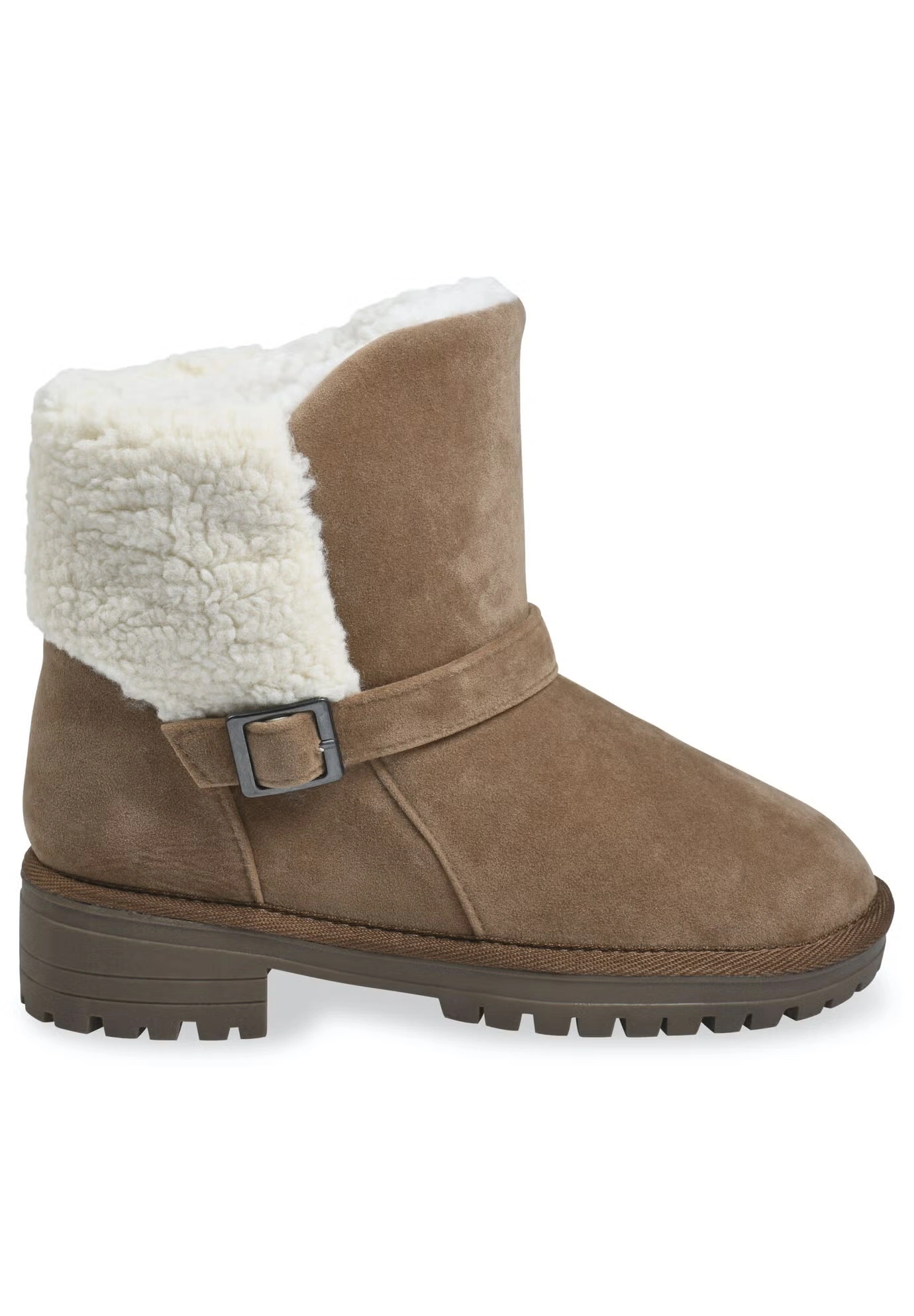 Faux Suede 1.5" Heel With Berber Back Boot 3 Faux Suede 1.5" Heel With Berber Back Boot