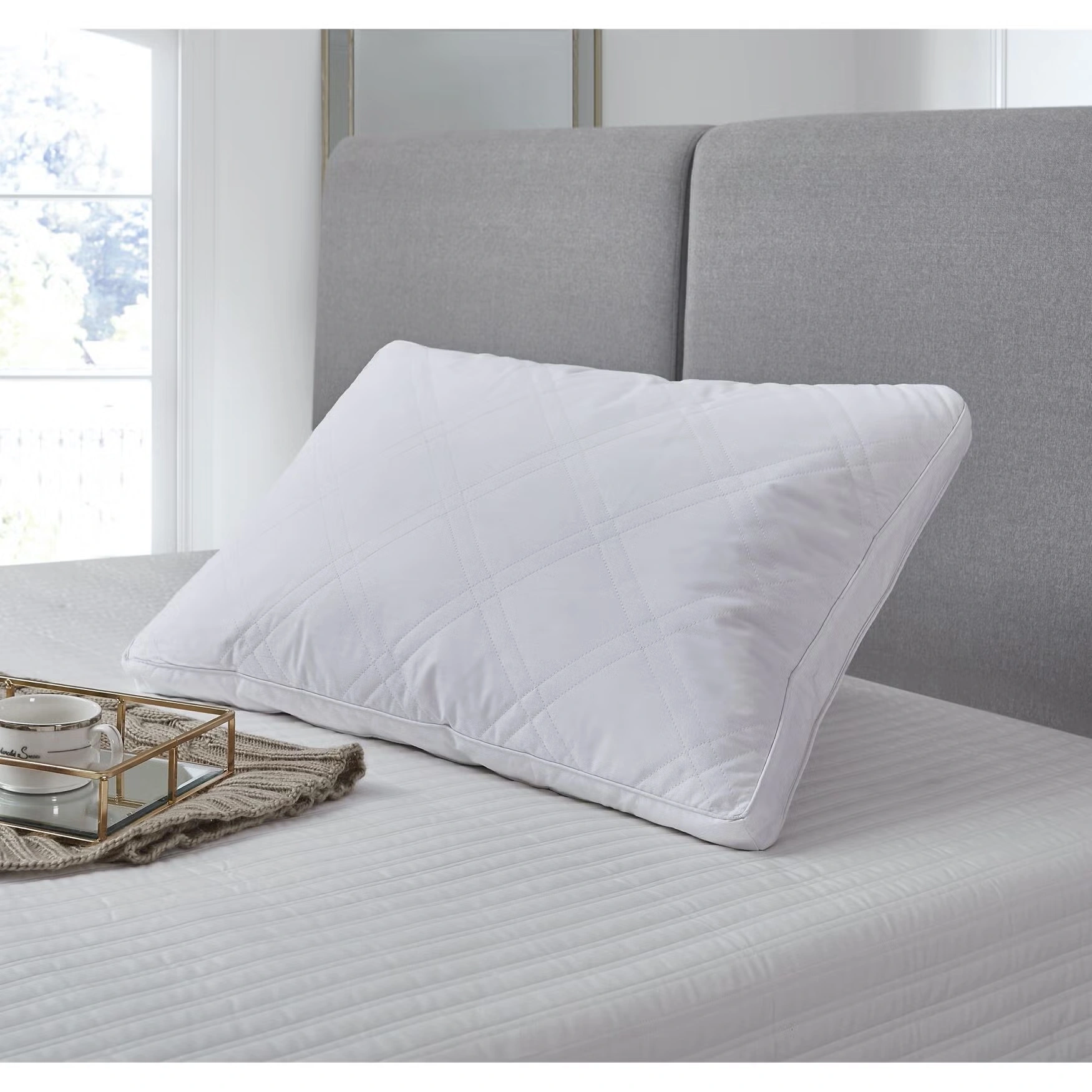 233 Thread Count Cotton Quilted White Goose Feather And Down Pillow (2-pack)