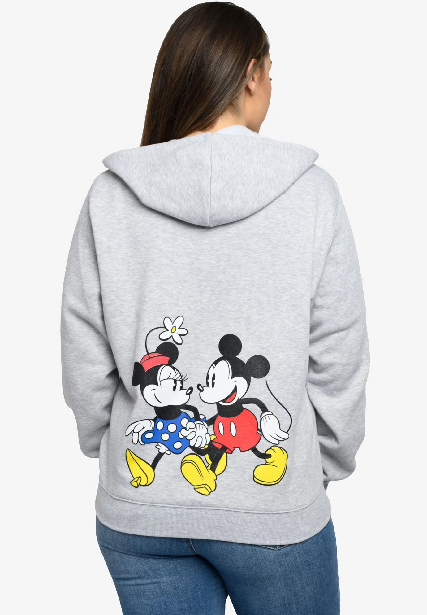 Disney Mickey Minnie Mouse Stroll Zip Hoodie Sweatshirt Gray