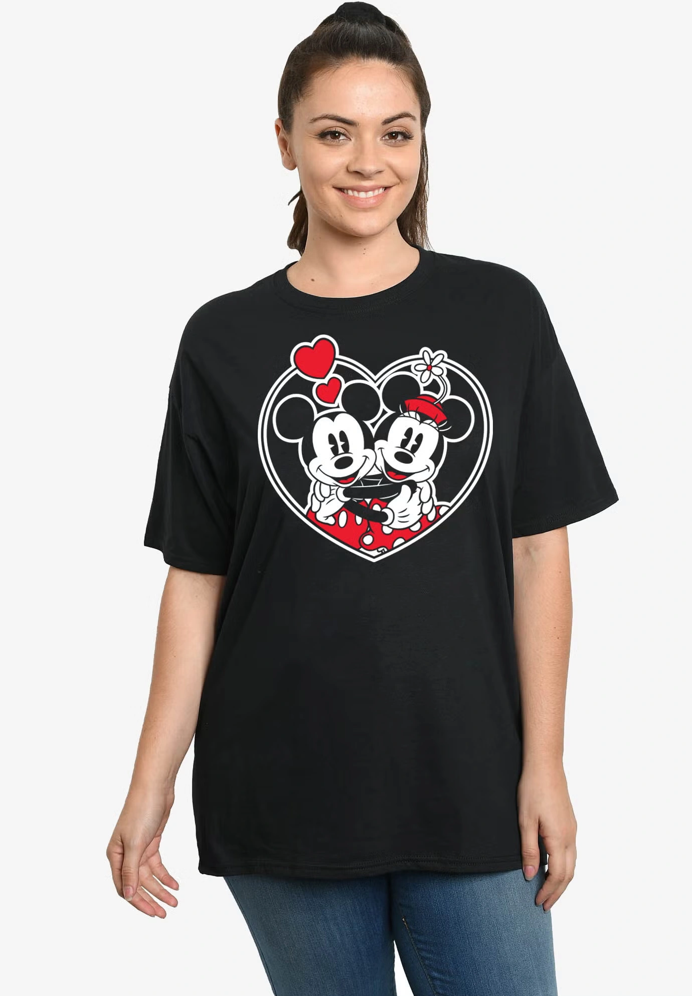 Disney Mickey and Minnie Mouse Heart Hugs Short Sleeve T-Shirt