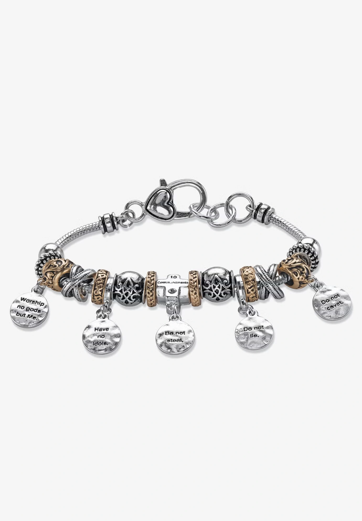 Silver Tone 10 Commandments Charm Bracelet Lucite 7.5" plus 1" ext 4 Silver Tone 10 Commandments Charm Bracelet Lucite 7.5" plus 1" ext