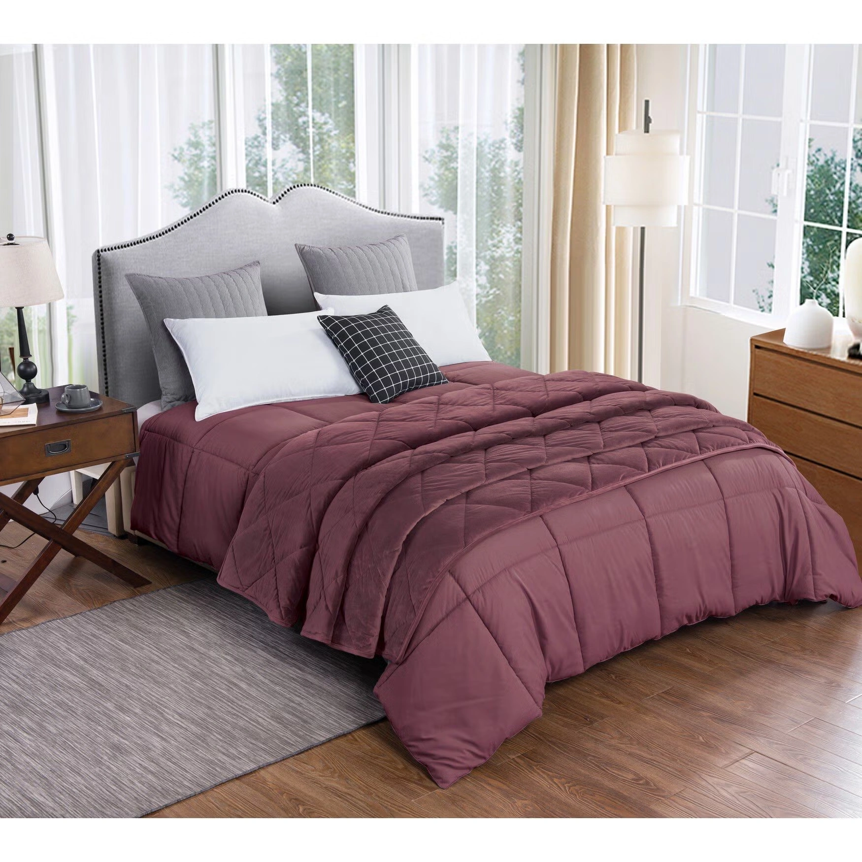 2pc Velvet Blanket & Down Alternative Comforter Set, Tawny Port