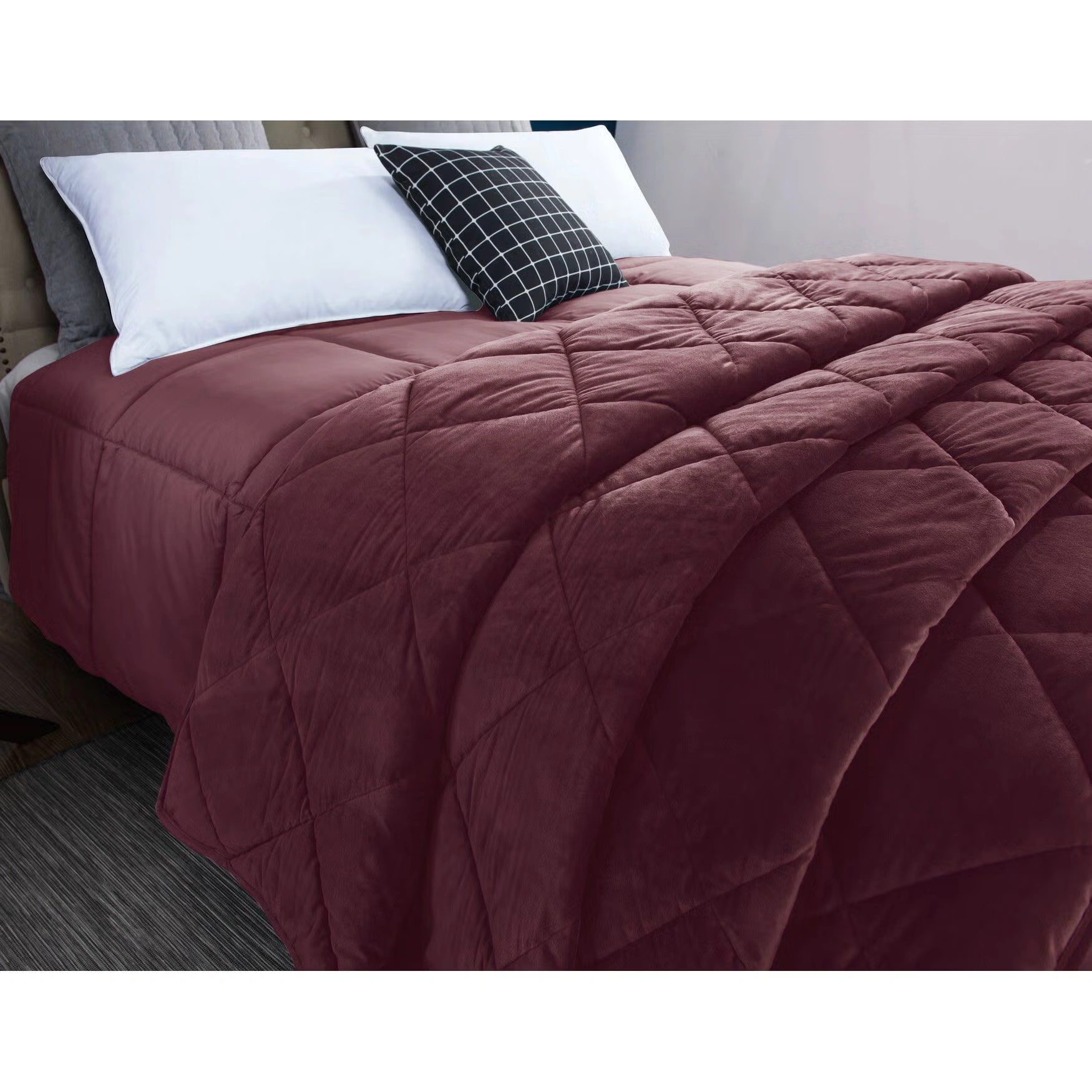 2pc Velvet Blanket & Down Alternative Comforter Set, Tawny Port