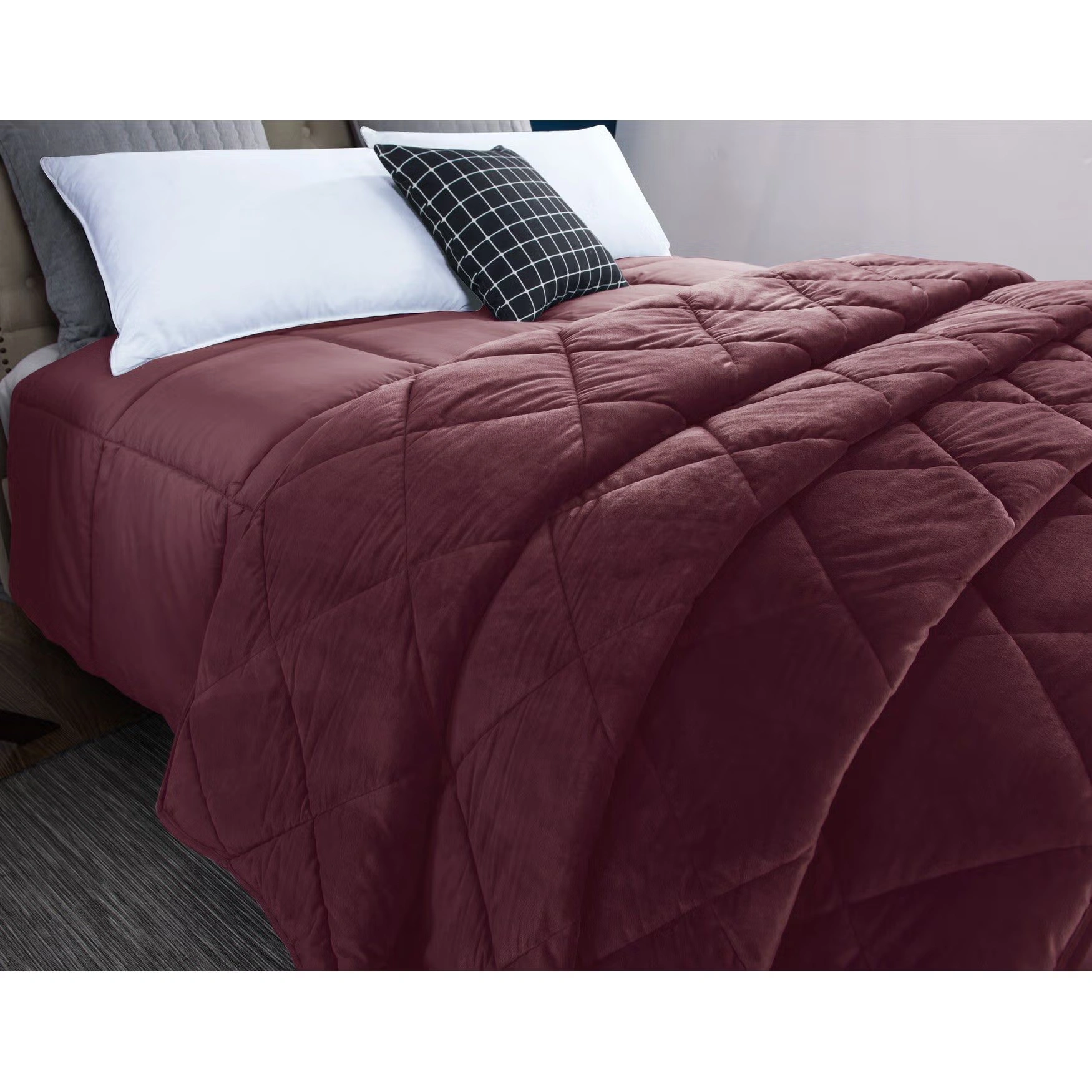 2pc Velvet Blanket & Down Alternative Comforter Set, Tawny Port