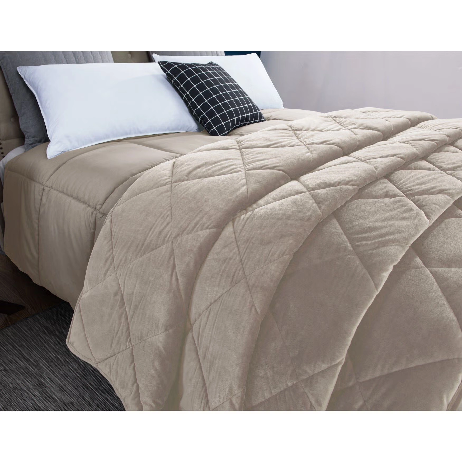 2pc Velvet Blanket & Down Alternative Comforter Set, Tan 3 2pc Velvet Blanket & Down Alternative Comforter Set, Tan