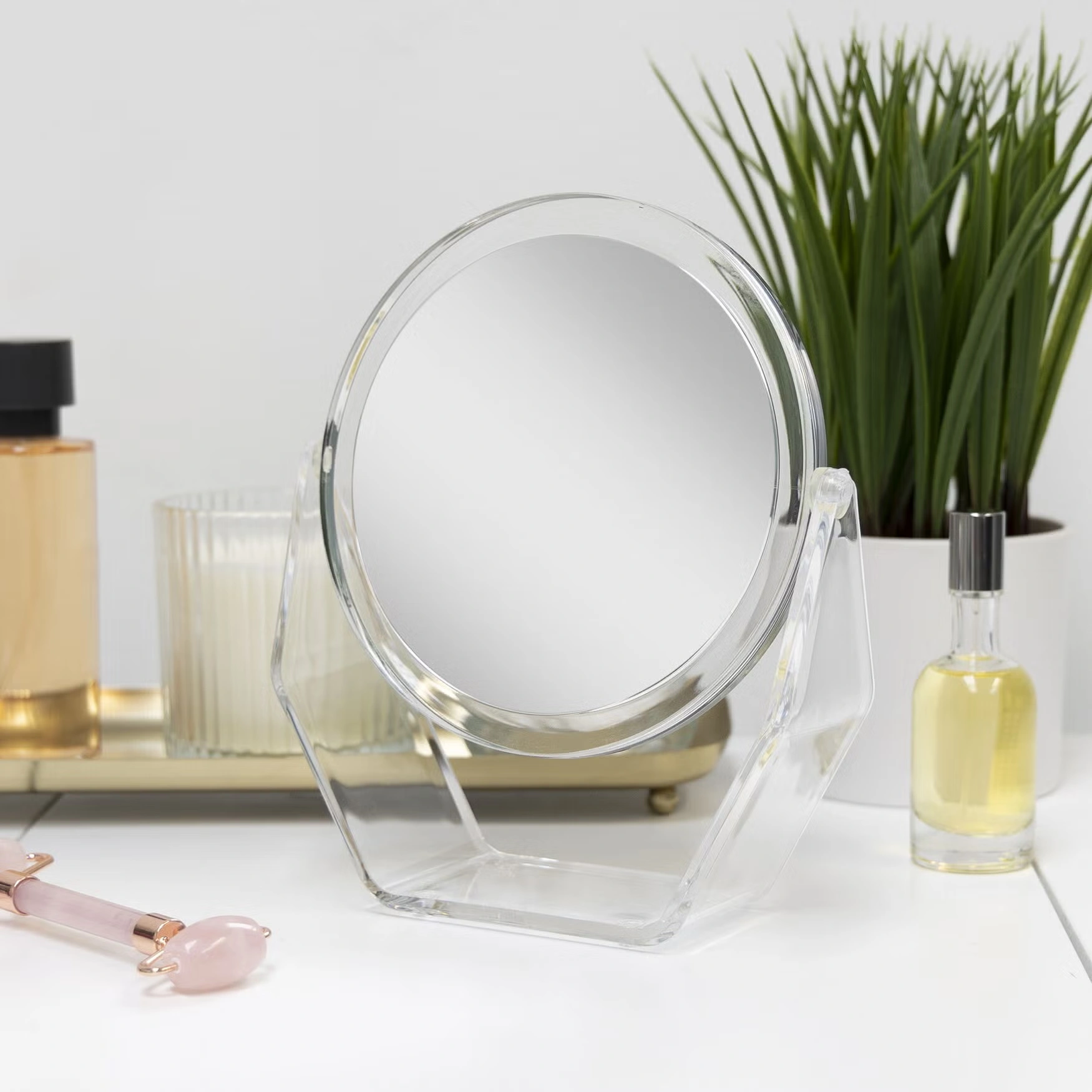 Rotatable Mirror Image 7'' Round Dual-Sided Rotating Countertop Mirror - Woman Within