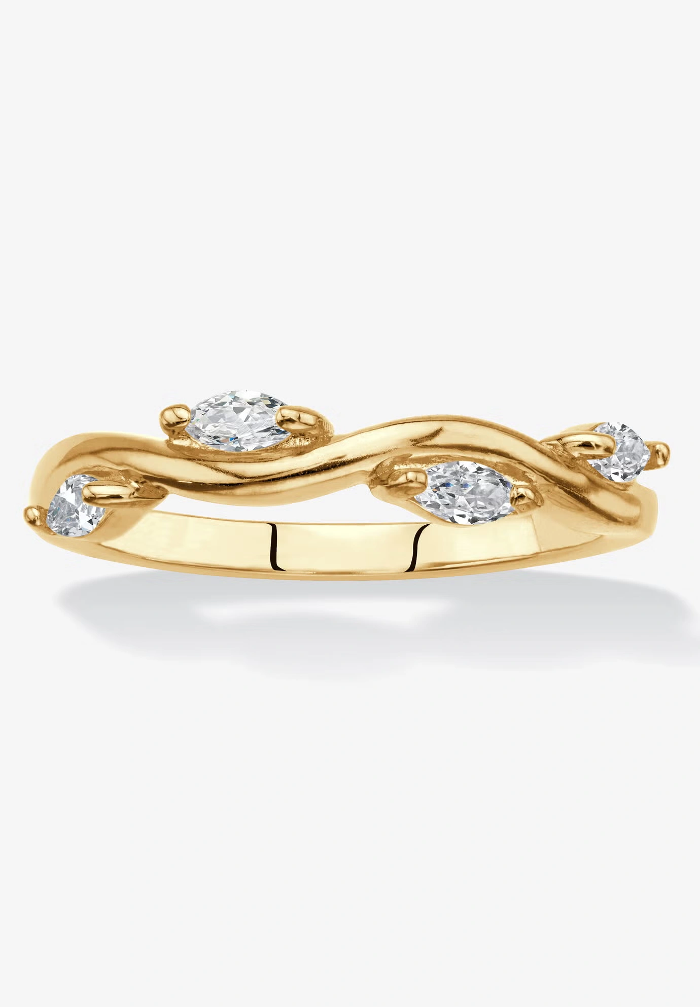 18K Yellow Gold Plated Cubic Zirconia Stackable Vine Ring