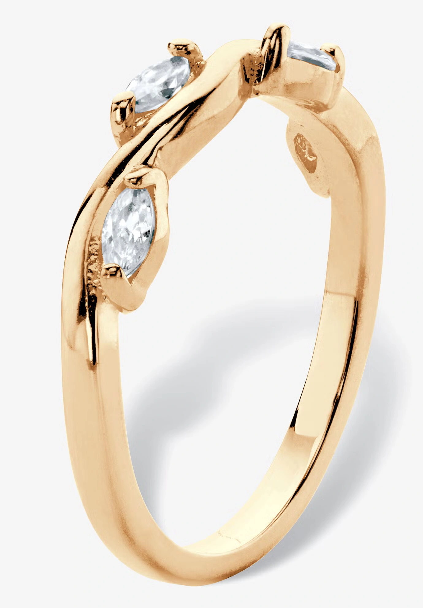 18K Yellow Gold Plated Cubic Zirconia Stackable Vine Ring