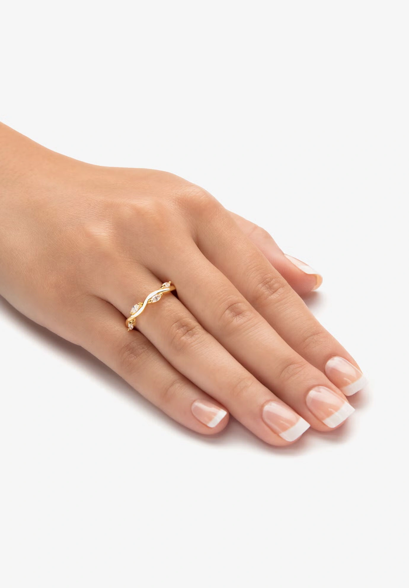 18K Yellow Gold Plated Cubic Zirconia Stackable Vine Ring 3 18K Yellow Gold Plated Cubic Zirconia Stackable Vine Ring