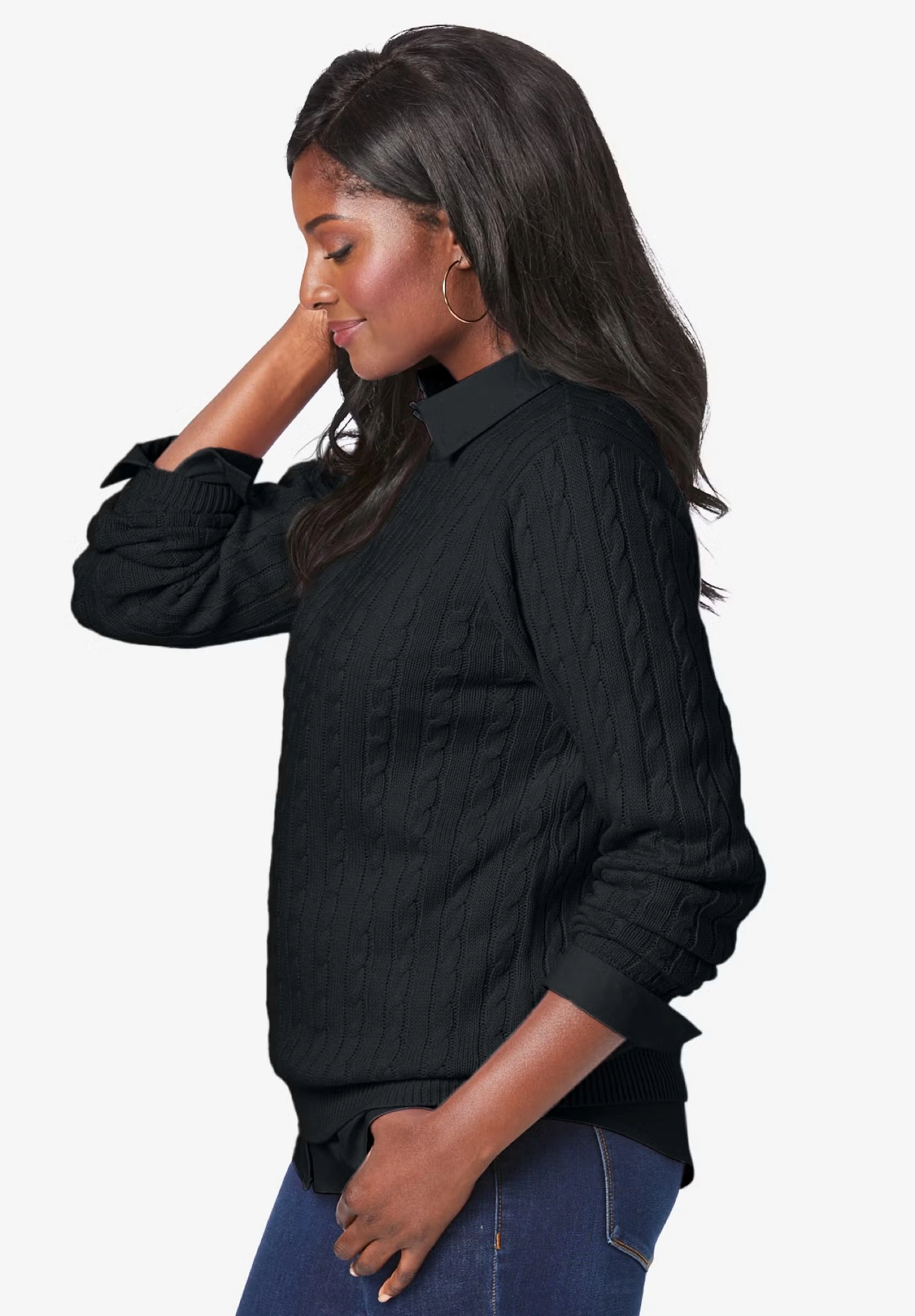 Cable Crewneck Sweater 3 Cable Crewneck Sweater