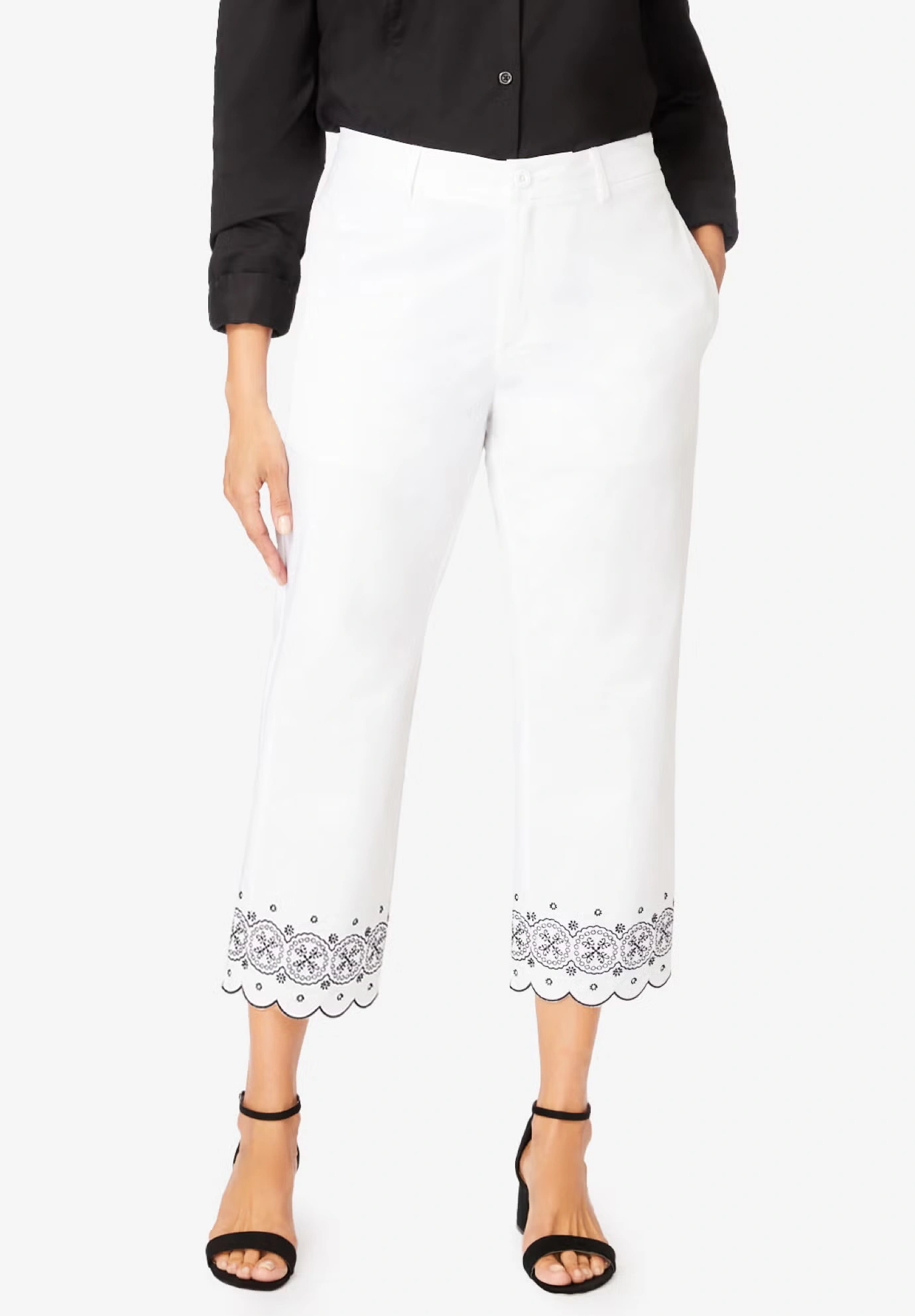 Stretch Poplin Classic Cropped Straight Leg Pant