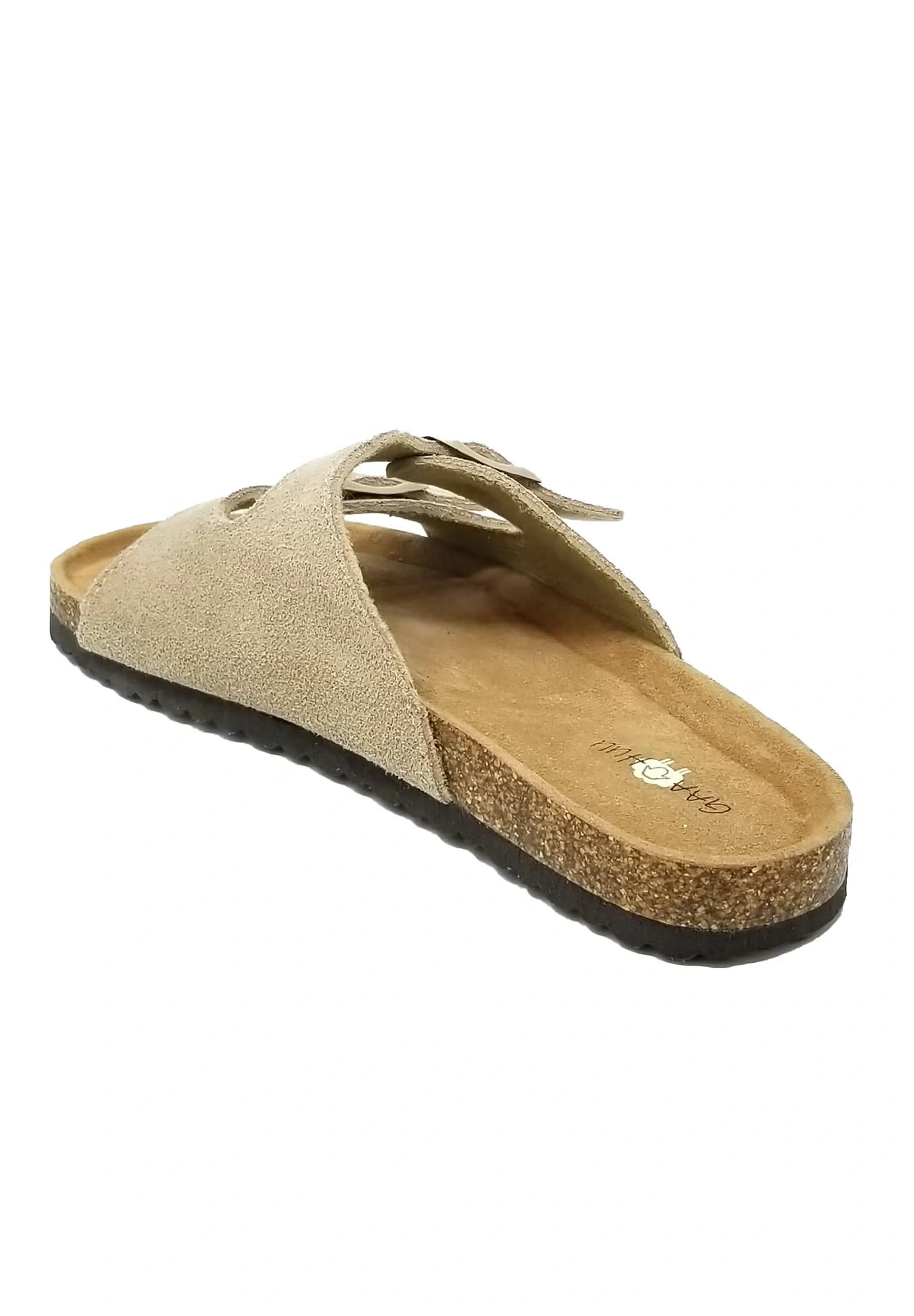 Suede Leather 2 Strap Footbed Sandal