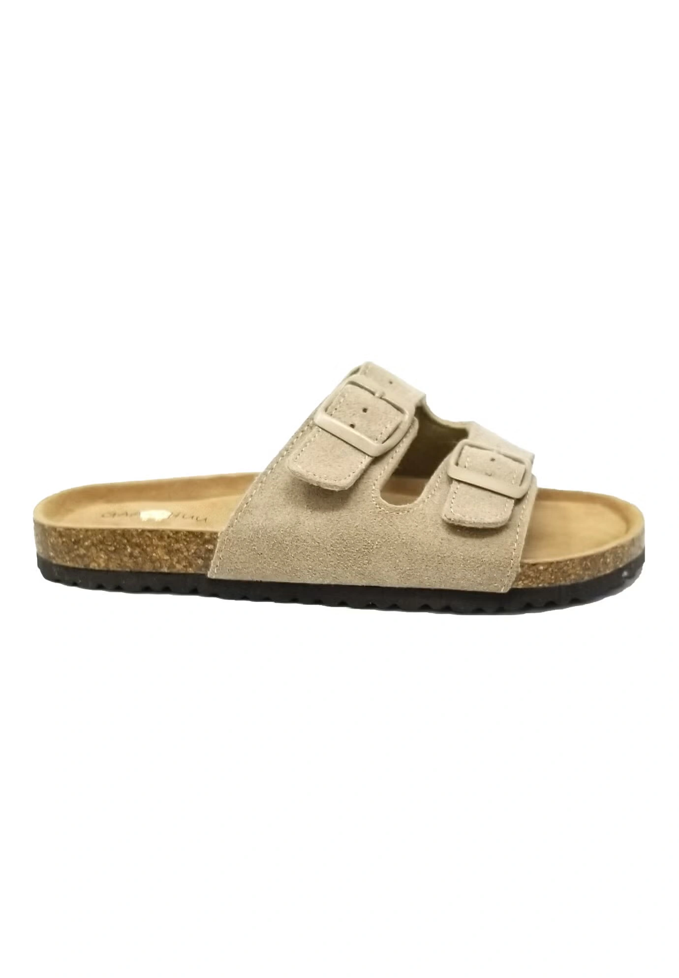 Suede Leather 2 Strap Footbed Sandal