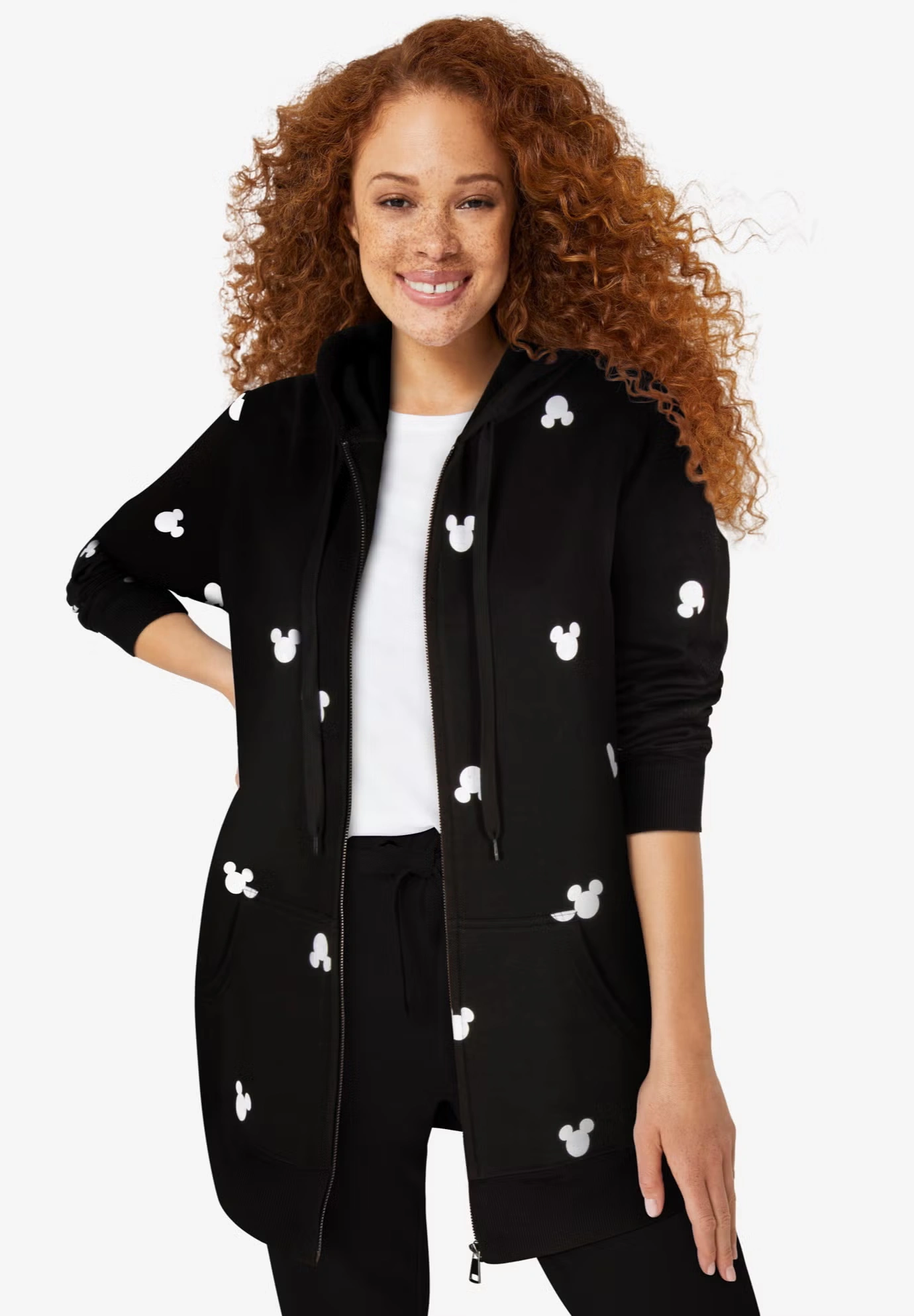 Disney Zip Up Fleece Hoodie Black Mickey Ears