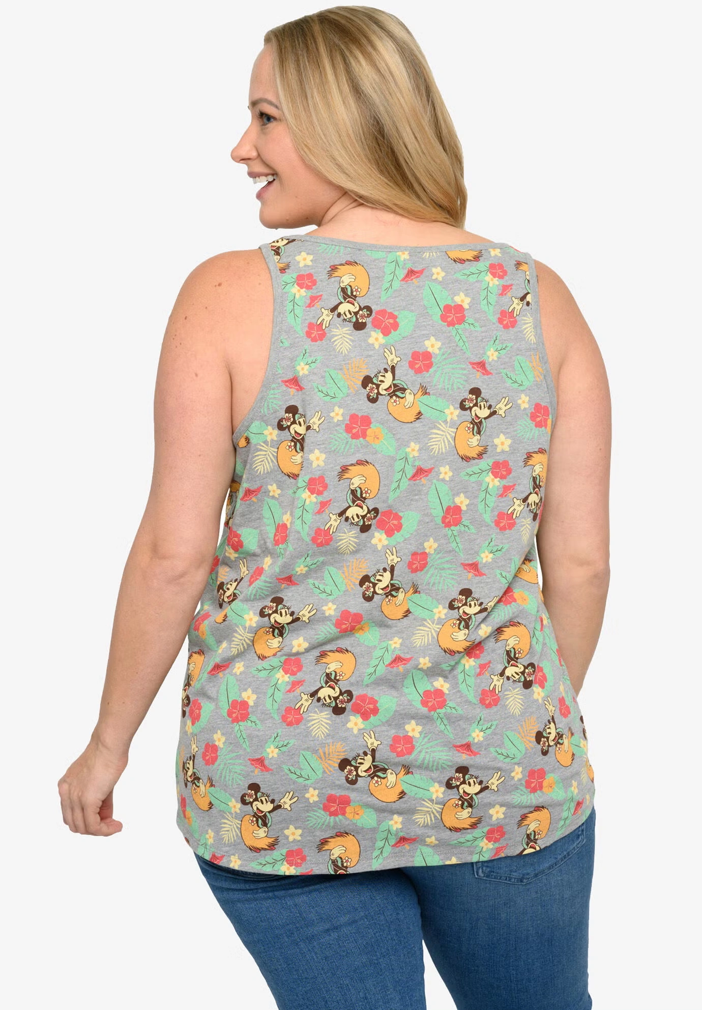 Disney Minnie Mouse Tank Top Tropical Hawaiian Aloha All-Over Print T-Shirt