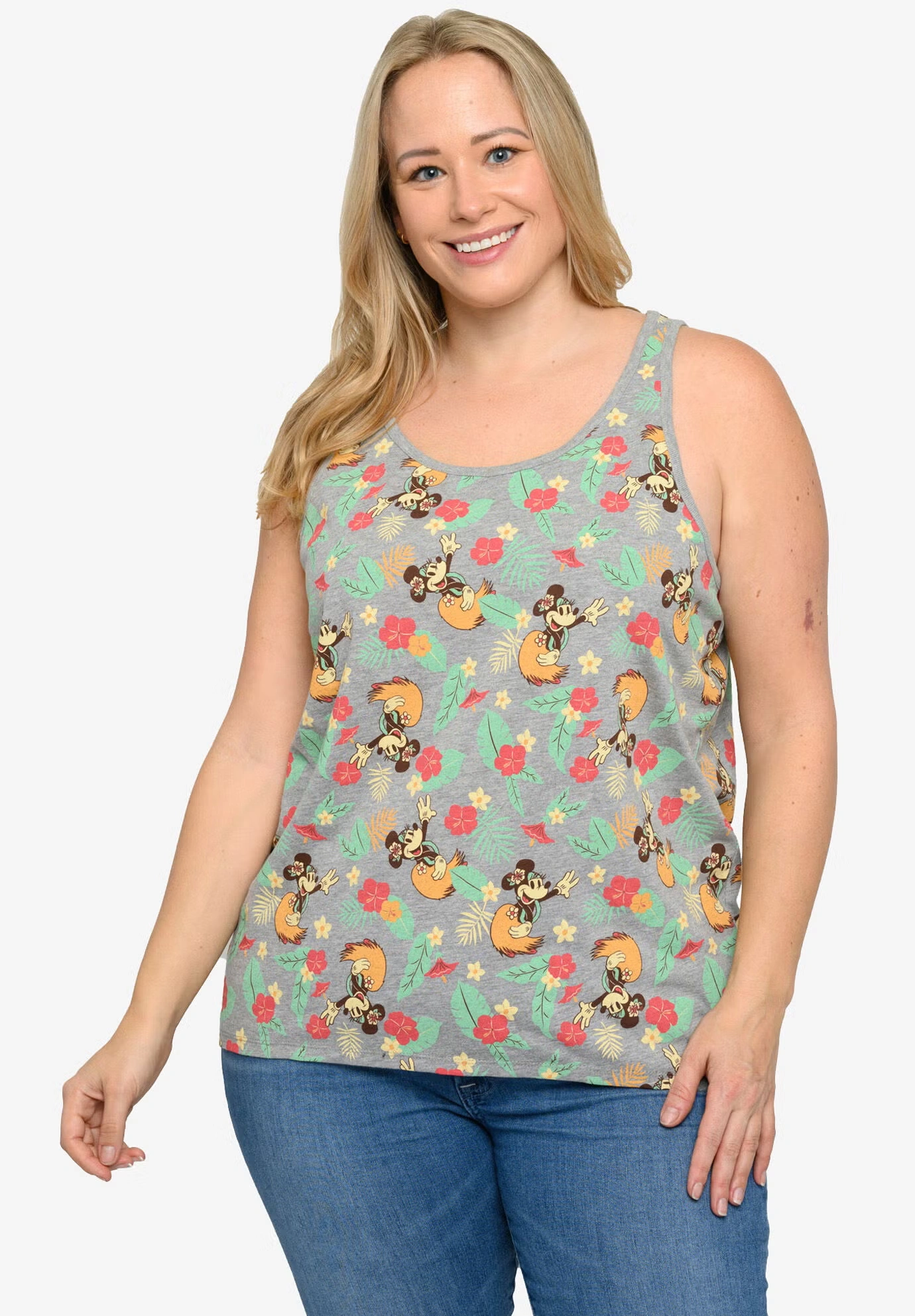 Disney Minnie Mouse Tank Top Tropical Hawaiian Aloha All-Over Print T-Shirt 3 Disney Minnie Mouse Tank Top Tropical Hawaiian Aloha All-Over Print T-Shirt