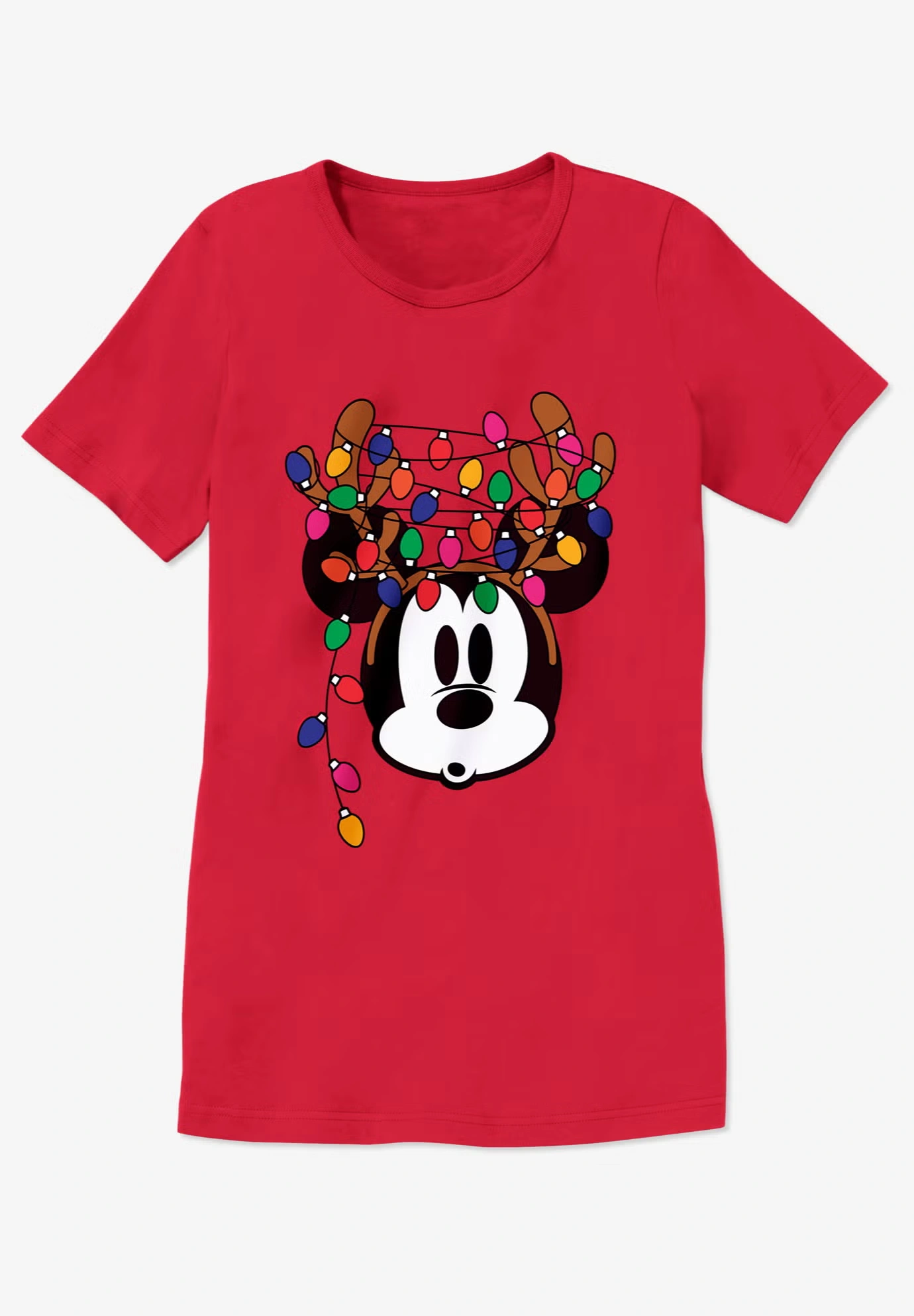 Disney Short Sleeve Crew Tee Red Mickey Lights