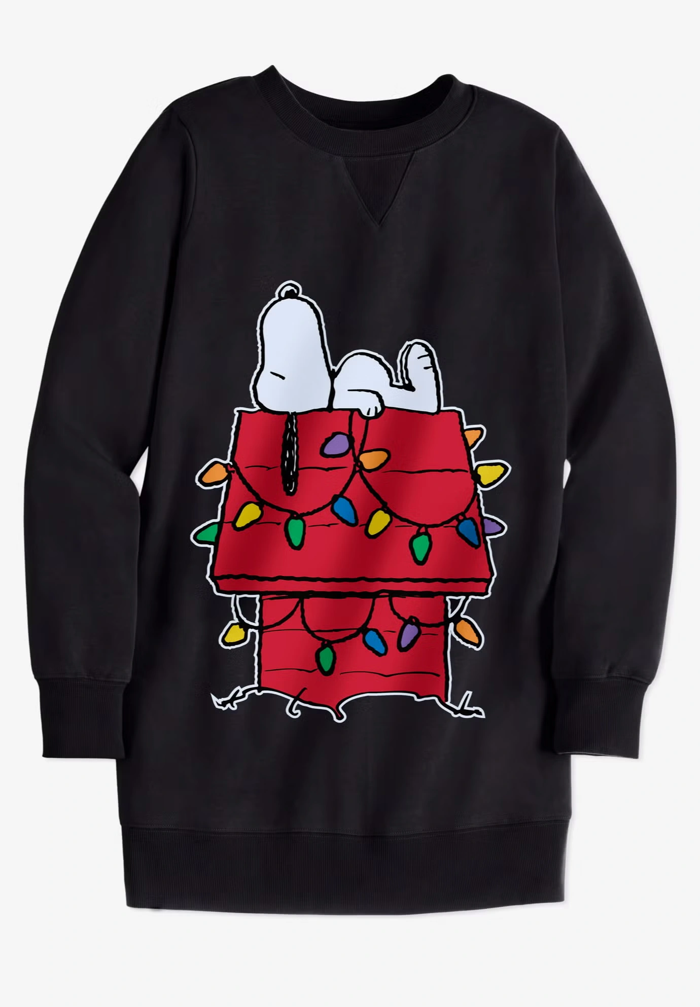 Peanuts Women's Crewneck Sweatshirt Black XMAS Snoopy