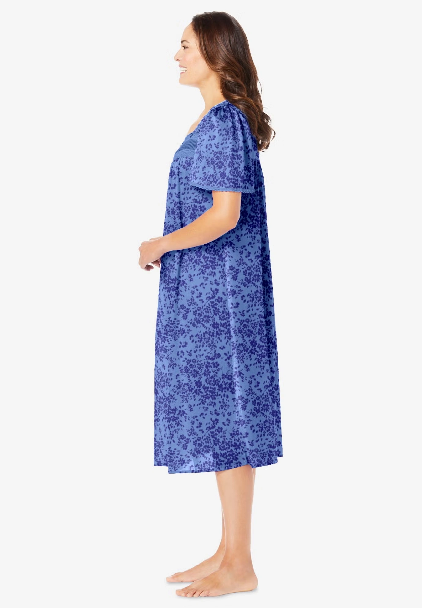 Short Silky Lace-Trim Gown 3 Short Silky Lace-Trim Gown