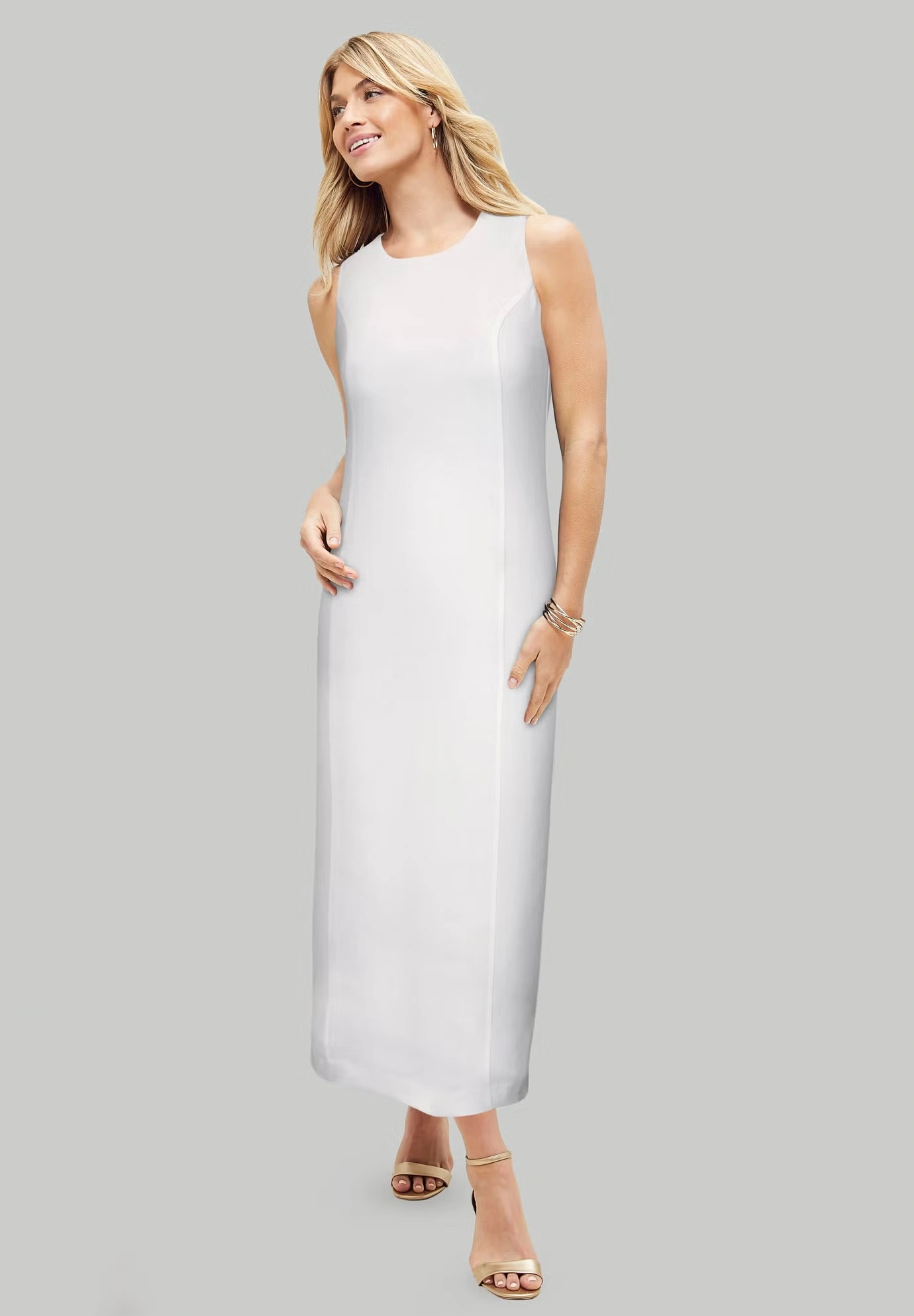 2-Piece Stretch Crepe Single-Breasted Maxi Jacket Dress