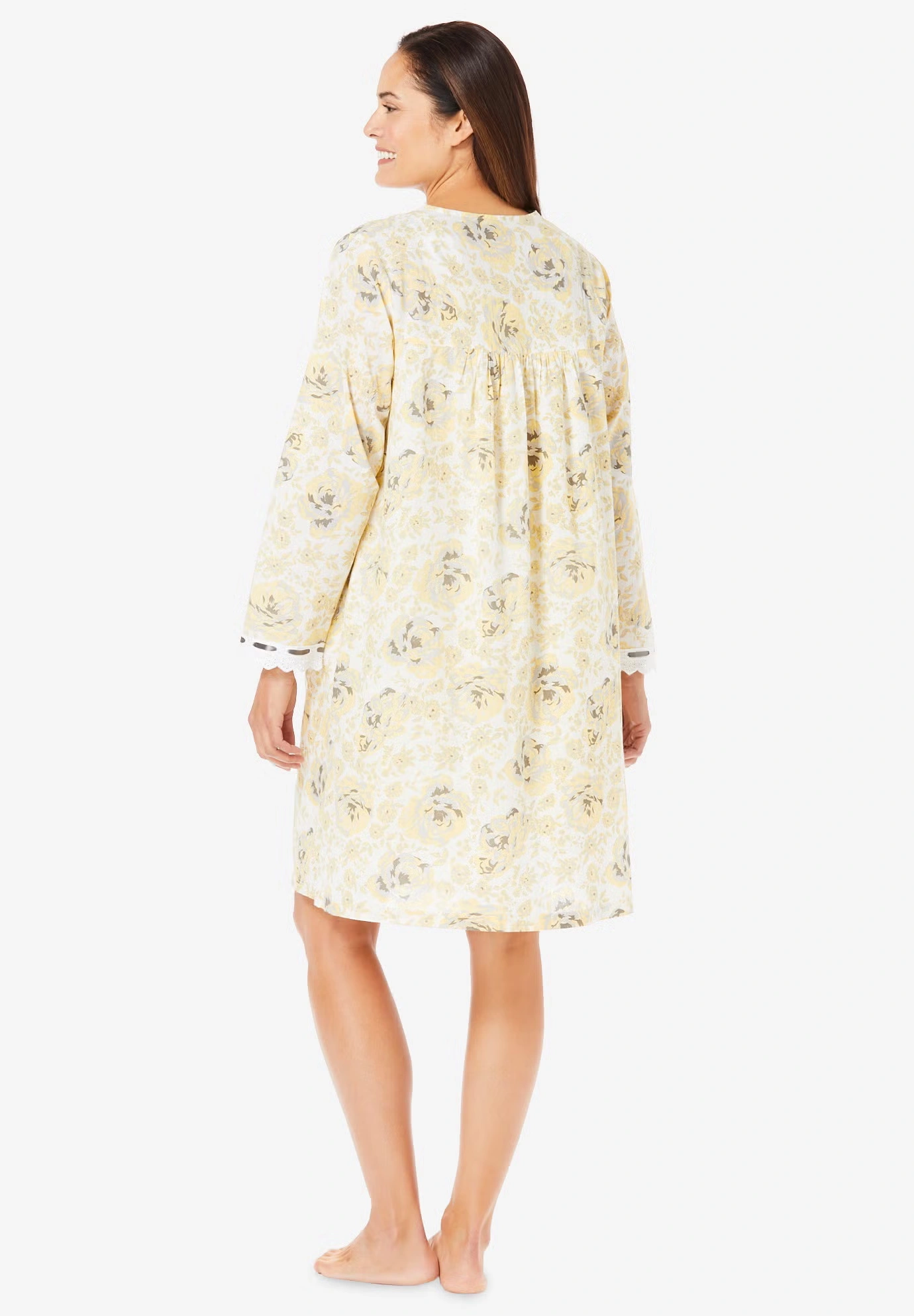 Short 2-Piece Cabbage-Rose Peignoir Set