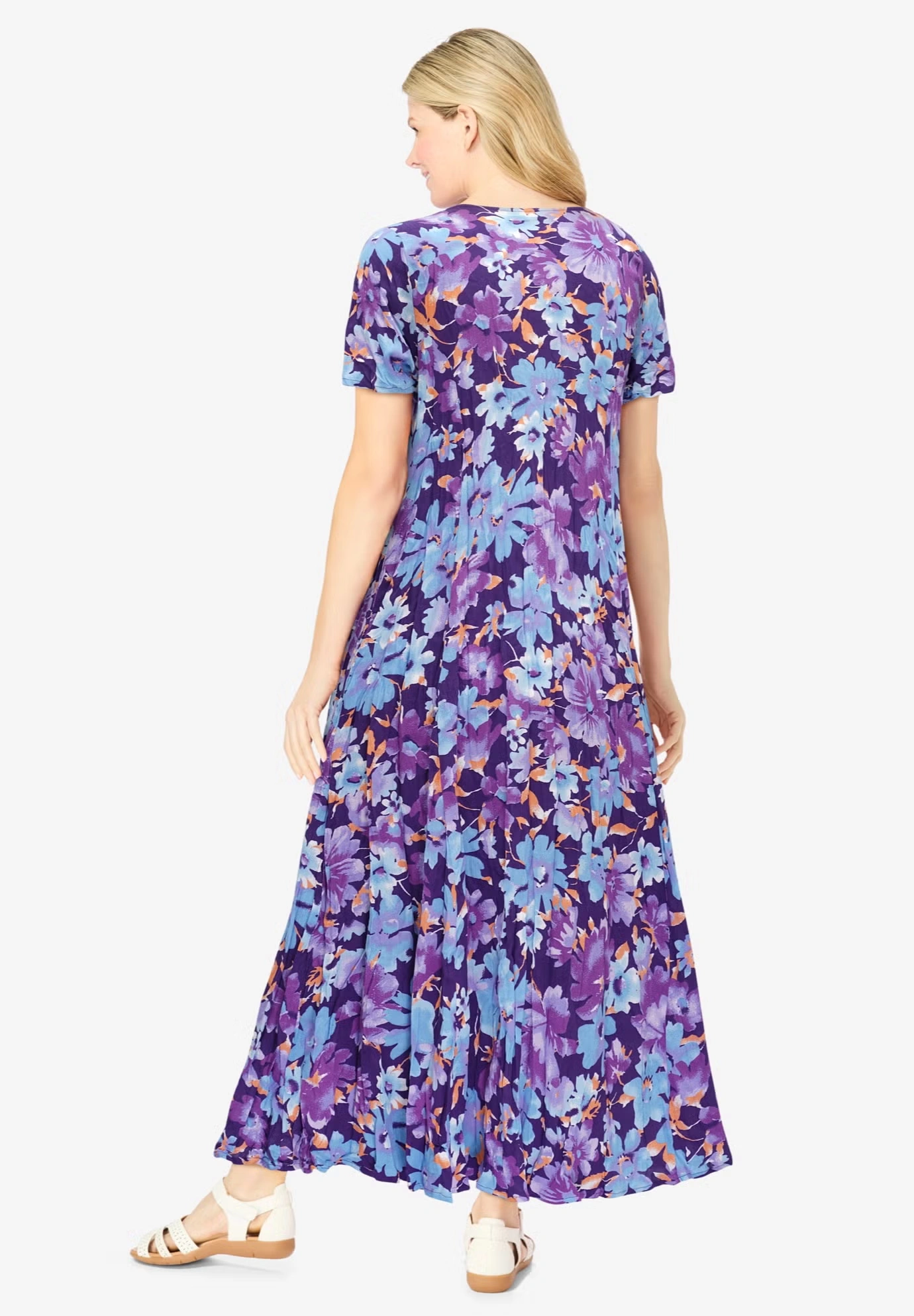 Short-Sleeve Crinkle Dress