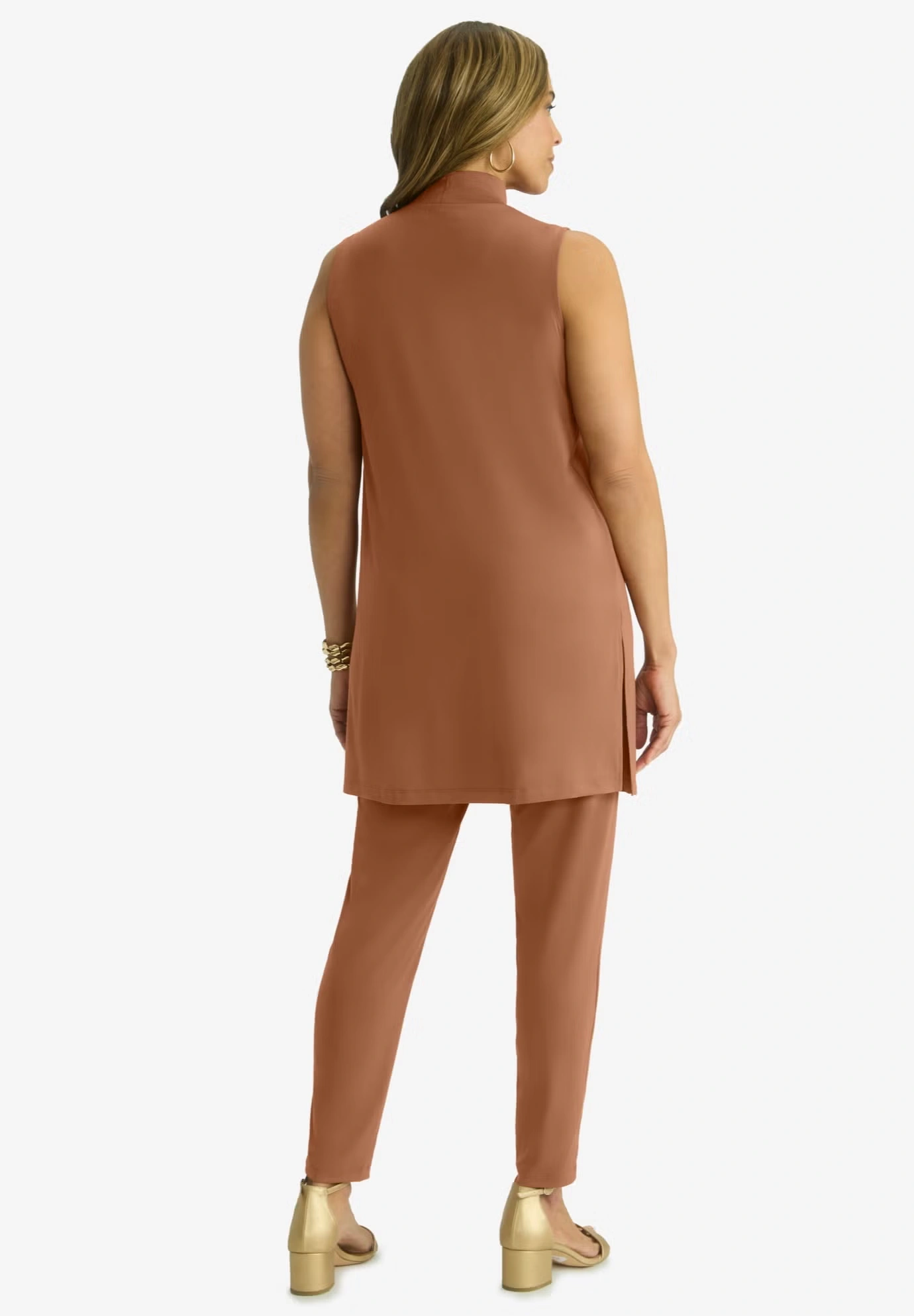 2-Piece Stretch Knit Mockneck Mega Tunic Set