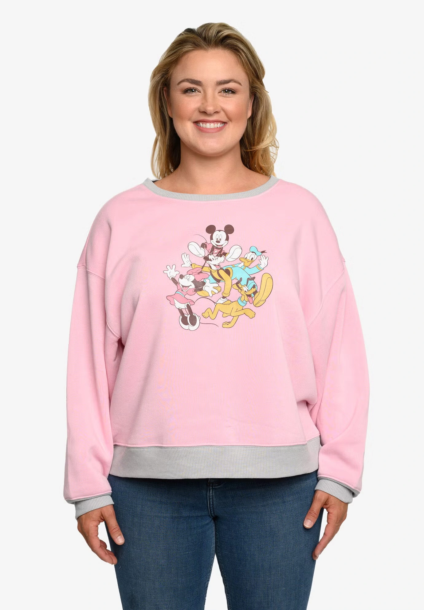 Mickey Mouse & Friends Fleece Long Sleeve Sweatshirt Pink Grey