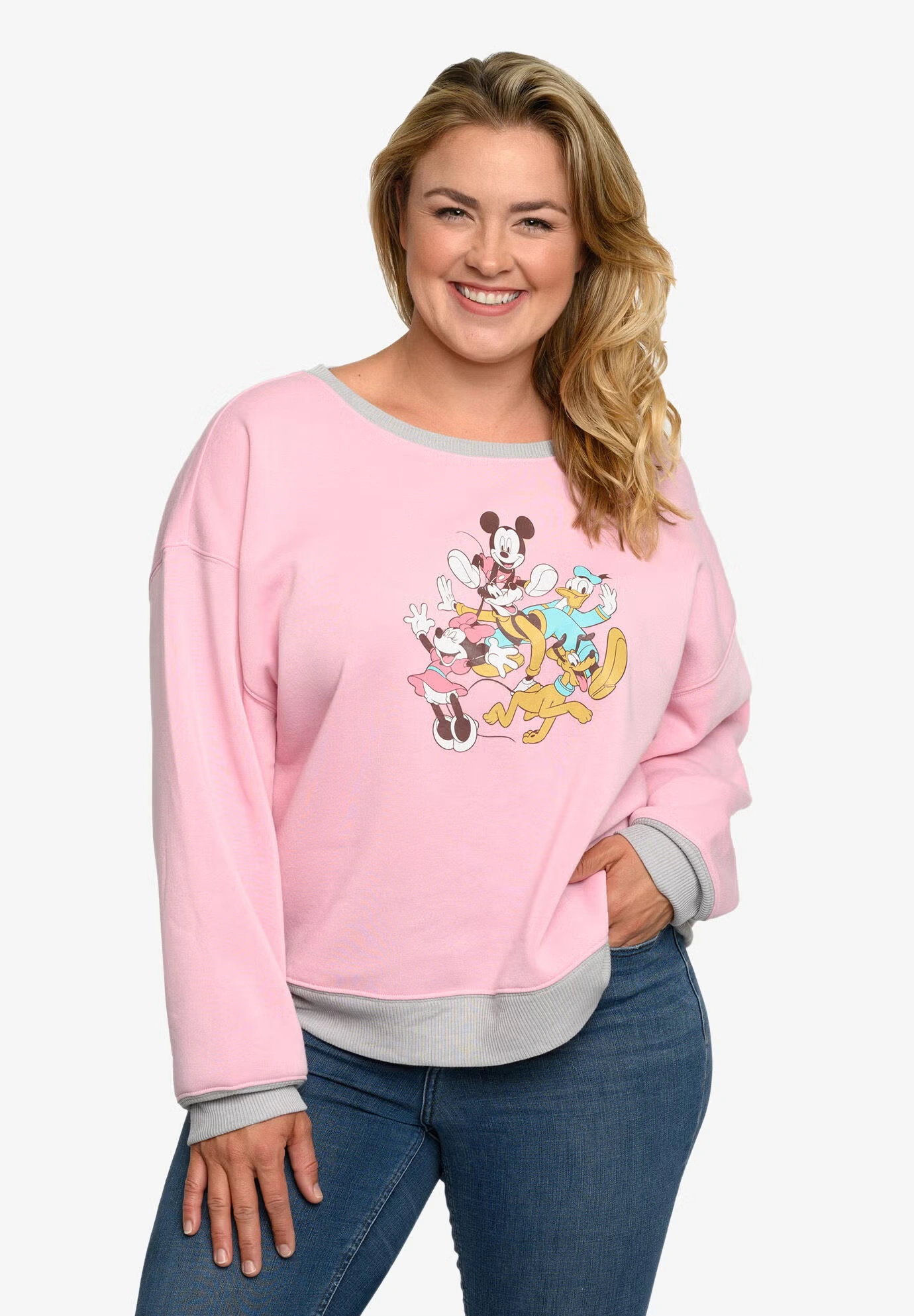 Mickey Mouse & Friends Fleece Long Sleeve Sweatshirt Pink Grey