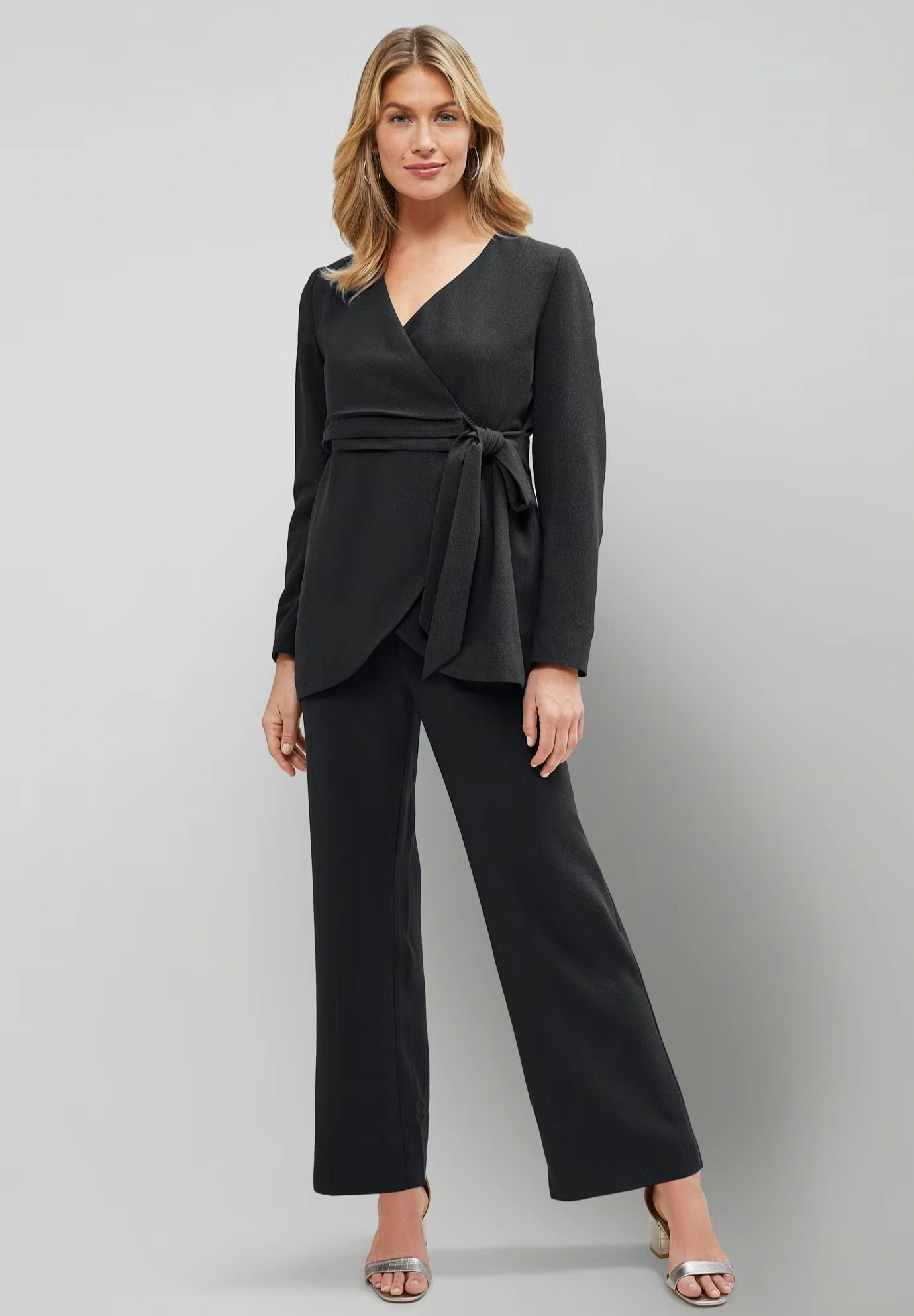 2-Piece Faux Wrap Pantsuit