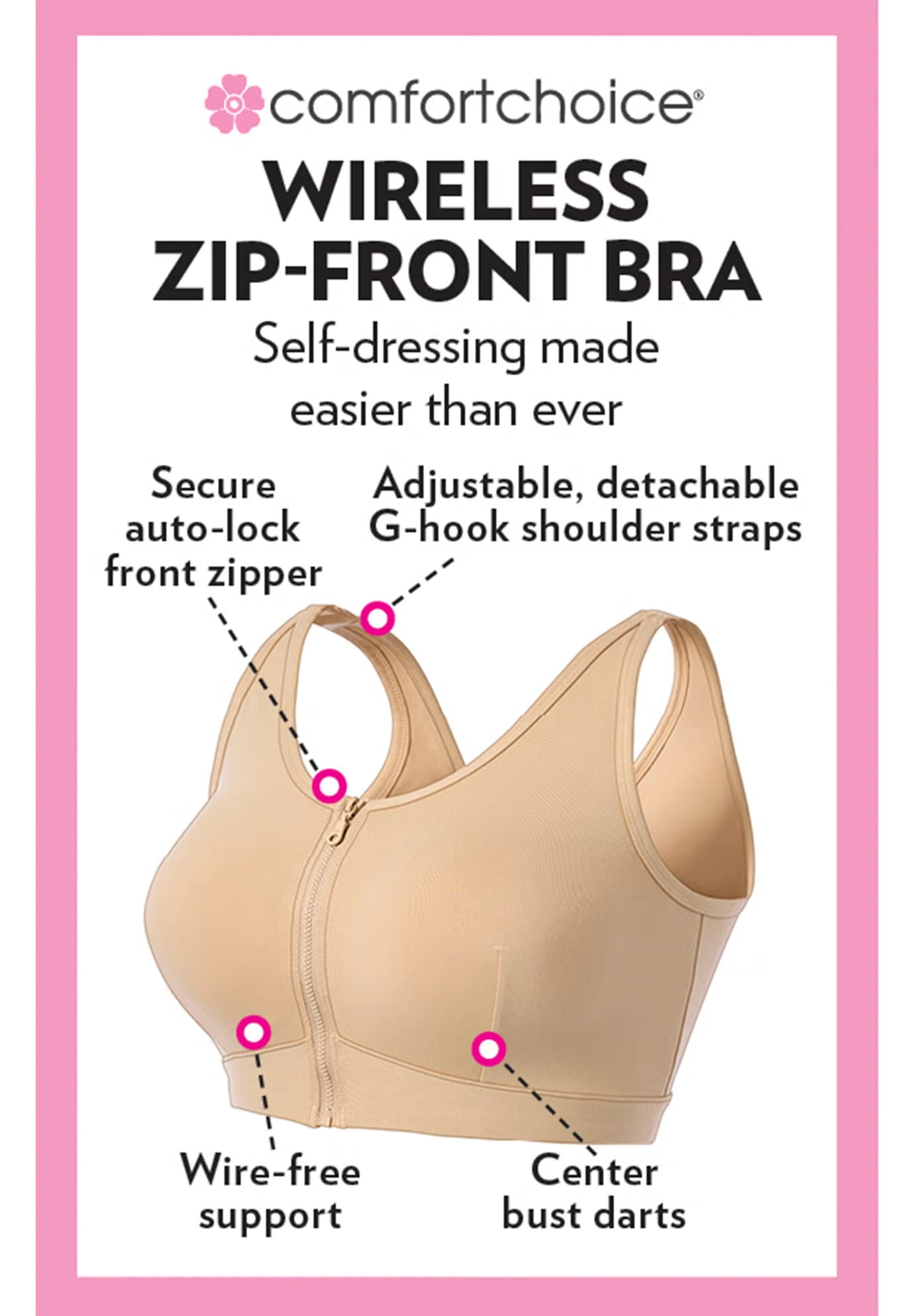 Wireless Zip Front Bra 6 Wireless Zip Front Bra