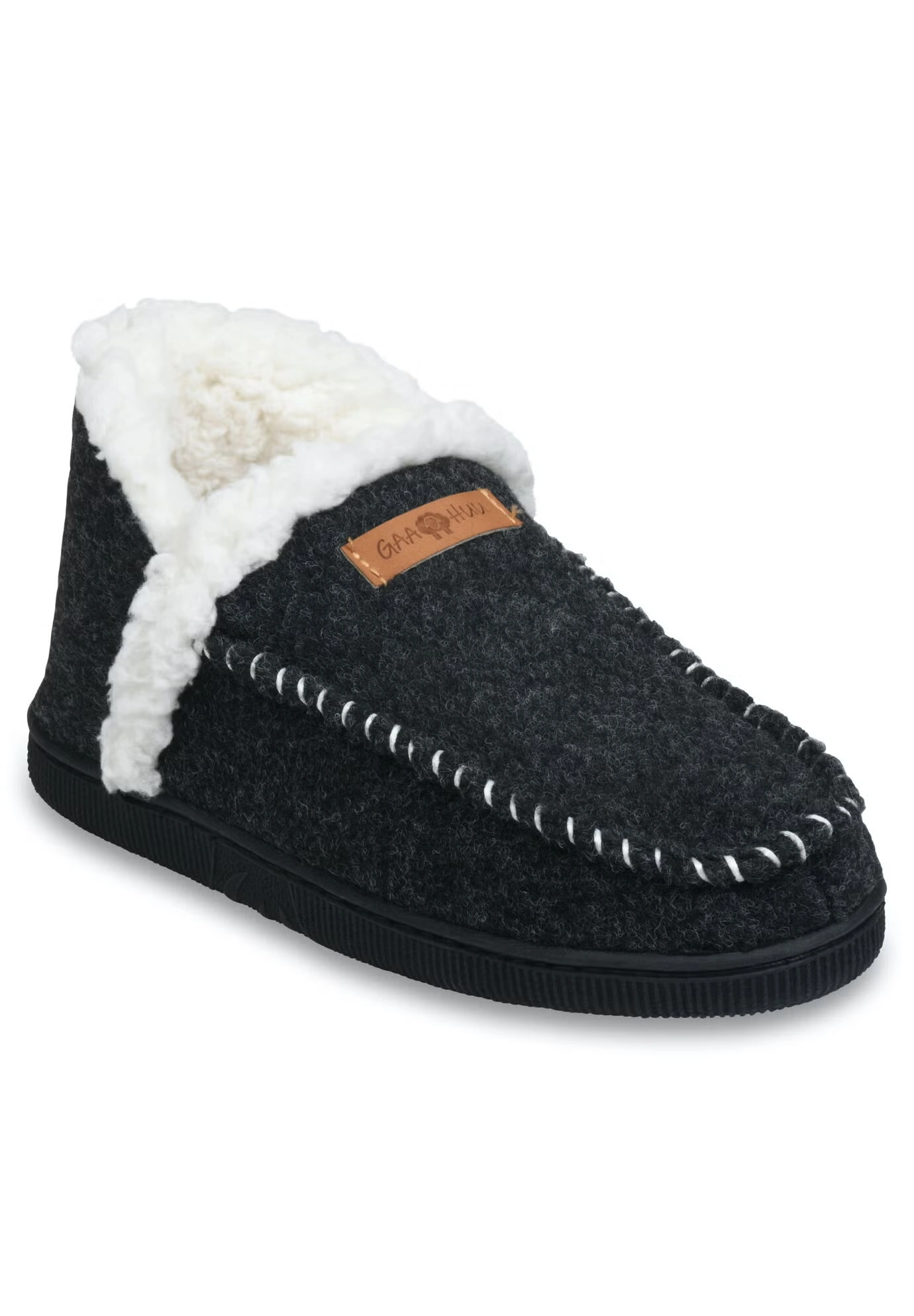 Faux Wool Ankle Slipper Boot Slippers - Woman Within