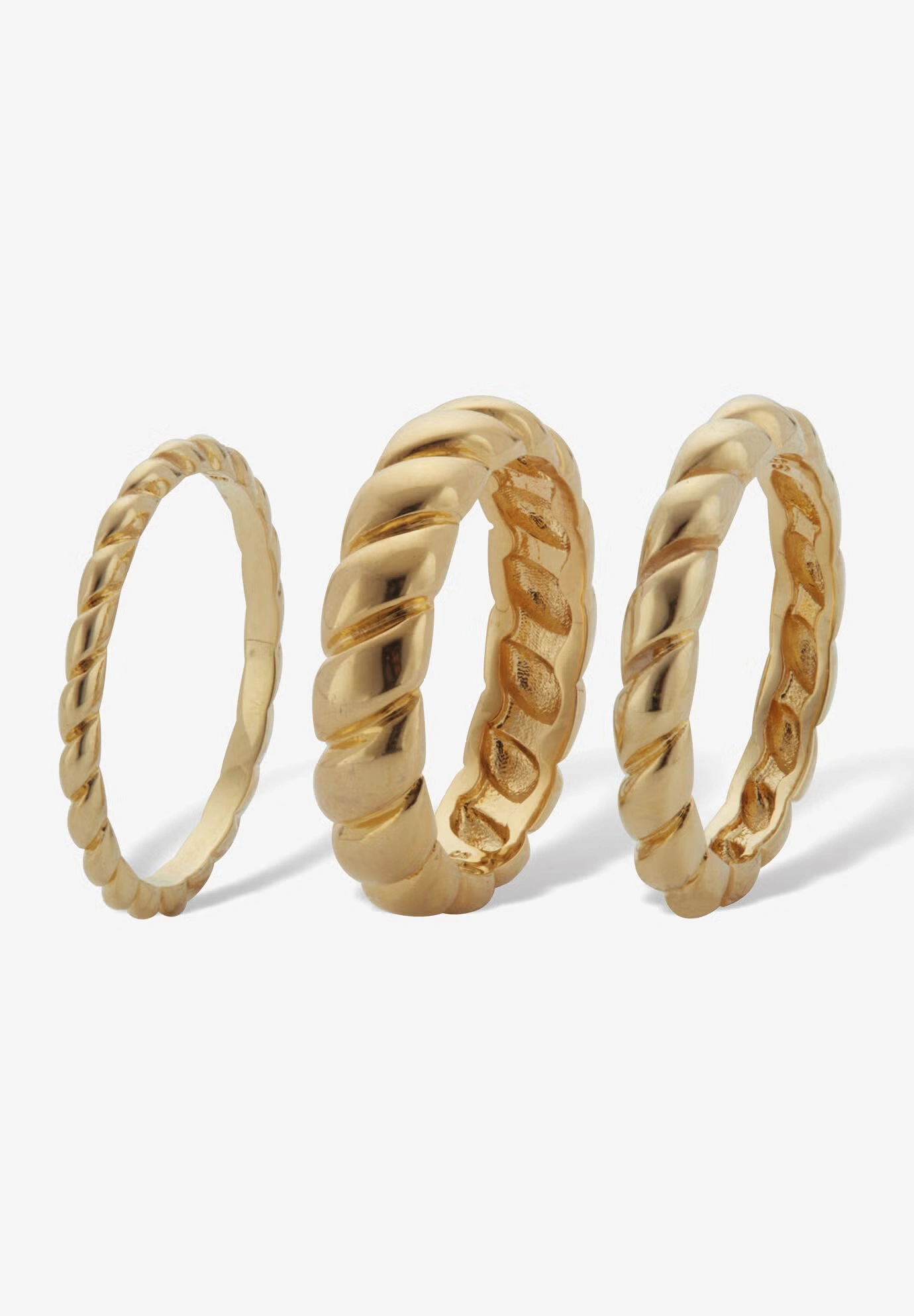 14K Gold-Plated 3-Piece Ring Set Jewelry