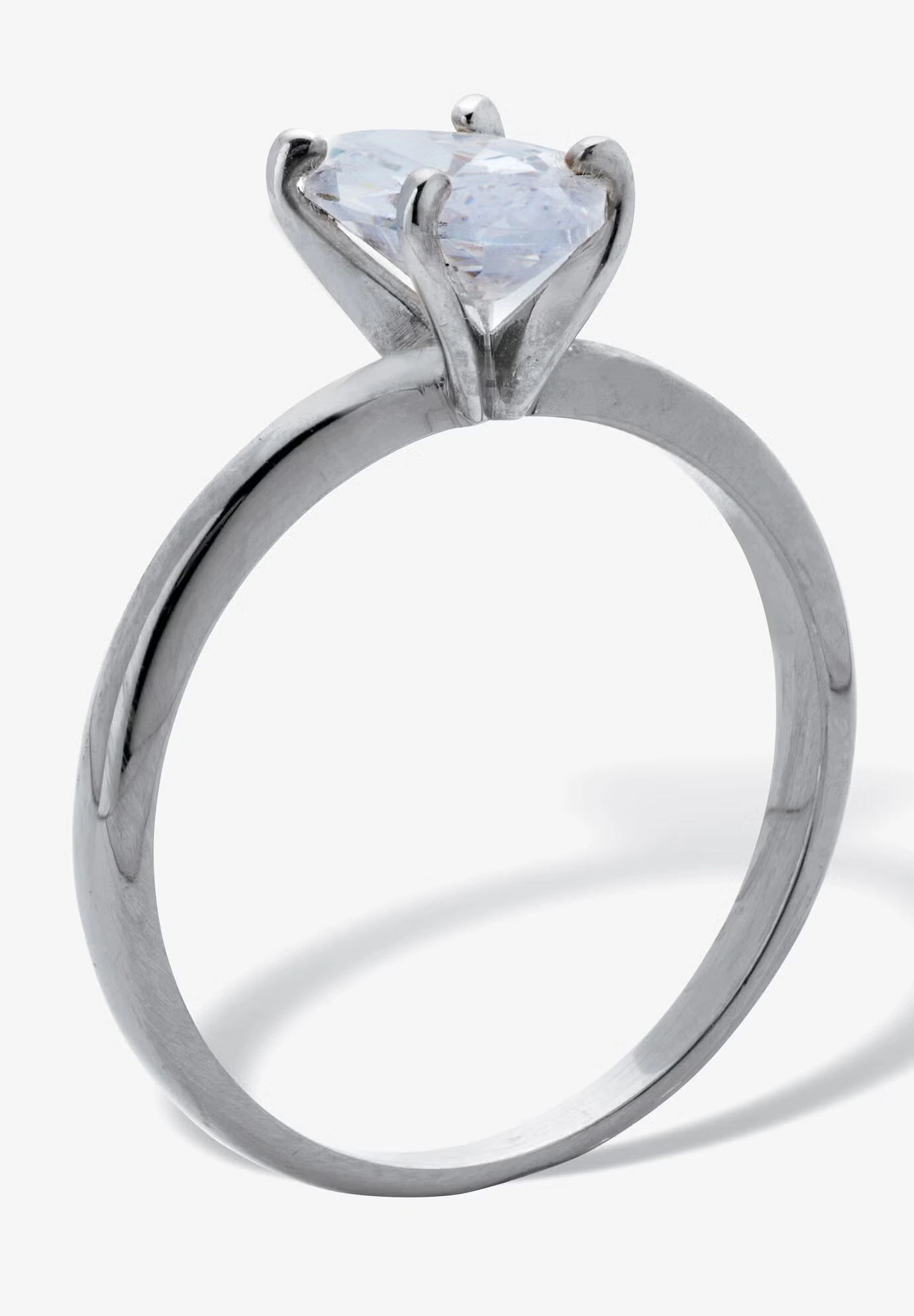 2.0 Tcw Marquise Cubic Zirconia Silvertone Solitaire Engagement Ring