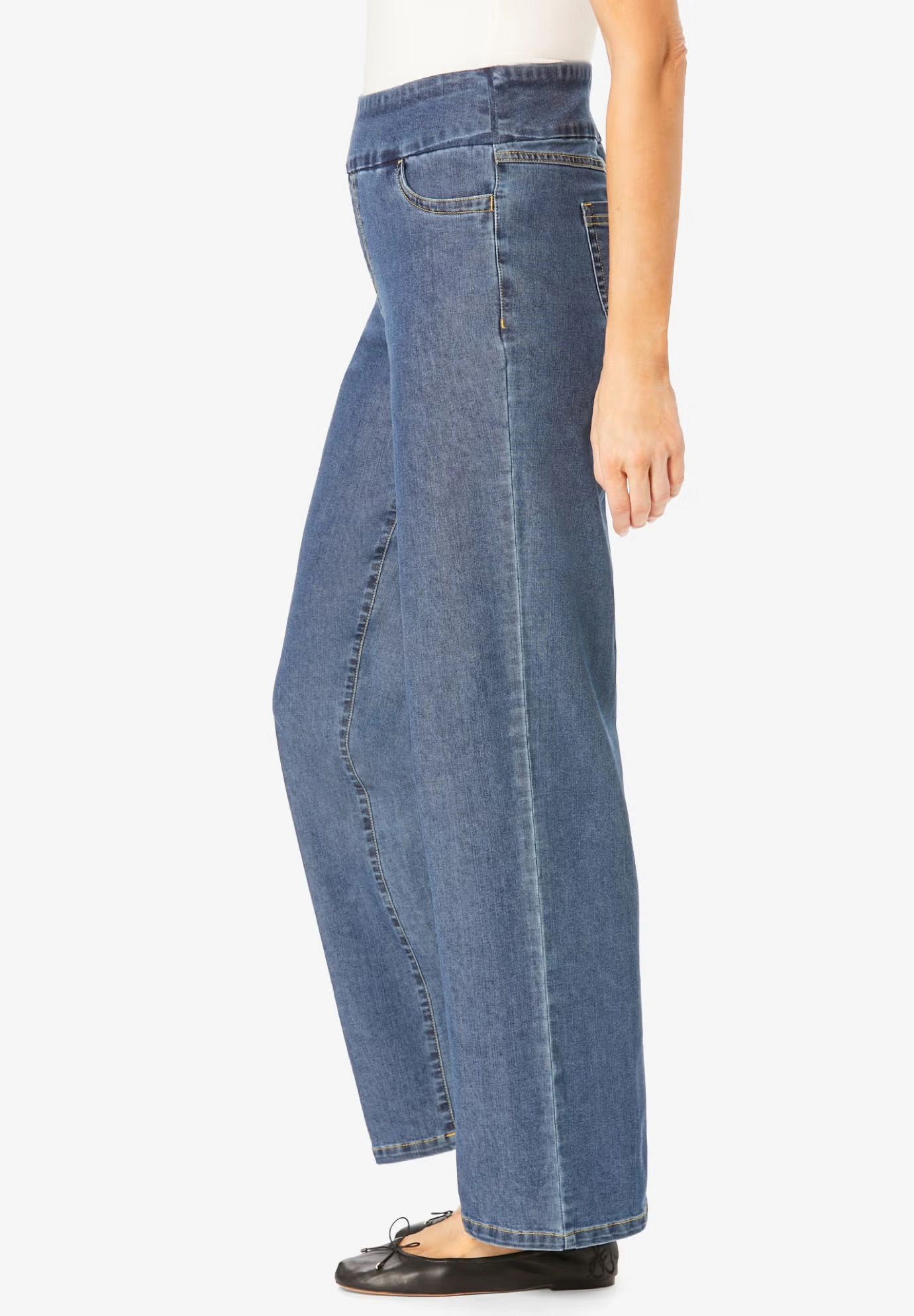 Flex-Fit Pull-On Wide-Leg Denim Jean 3 Flex-Fit Pull-On Wide-Leg Denim Jean