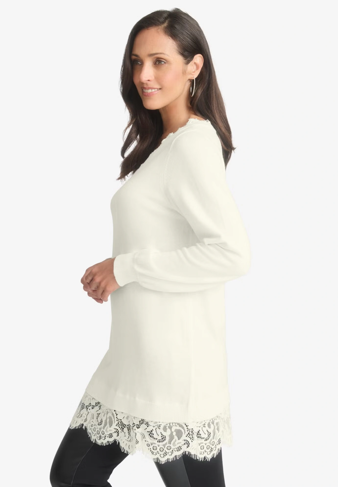 Lace Trim Pullover Sweater 3 Lace Trim Pullover Sweater