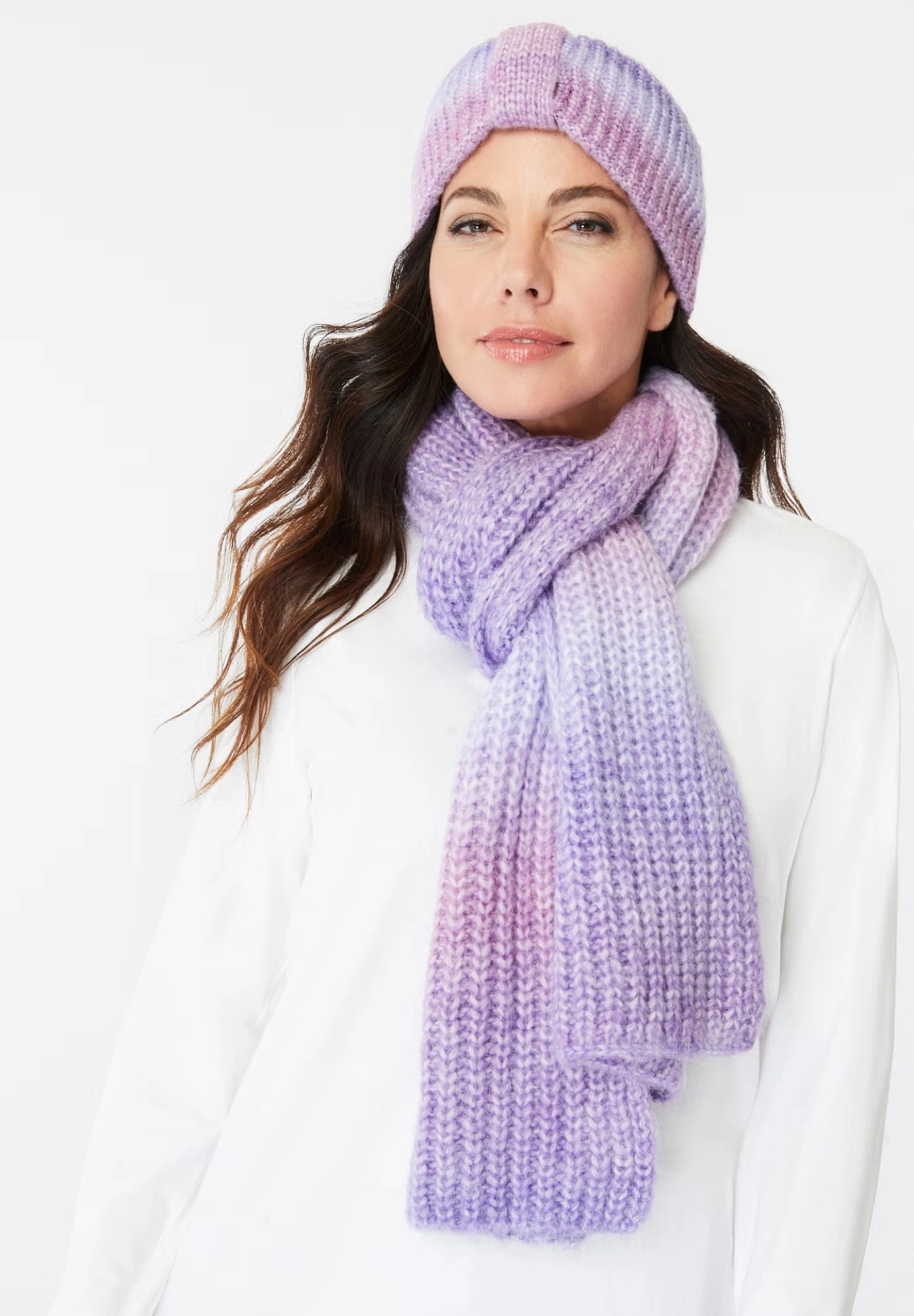 Ombre Knitted Headband and Scarf Set.