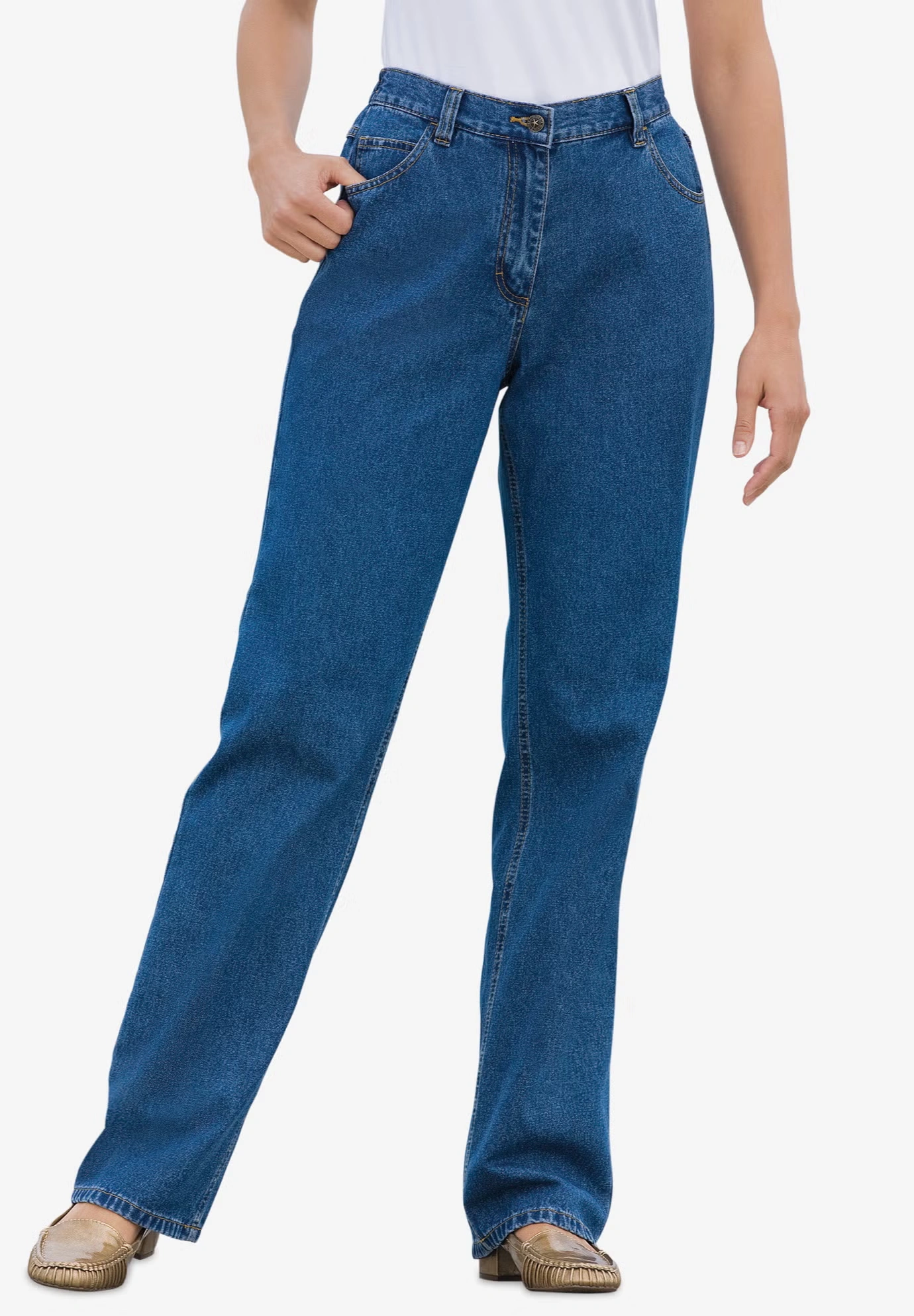 Perfect All-Cotton Back-Elastic Denim Jeans