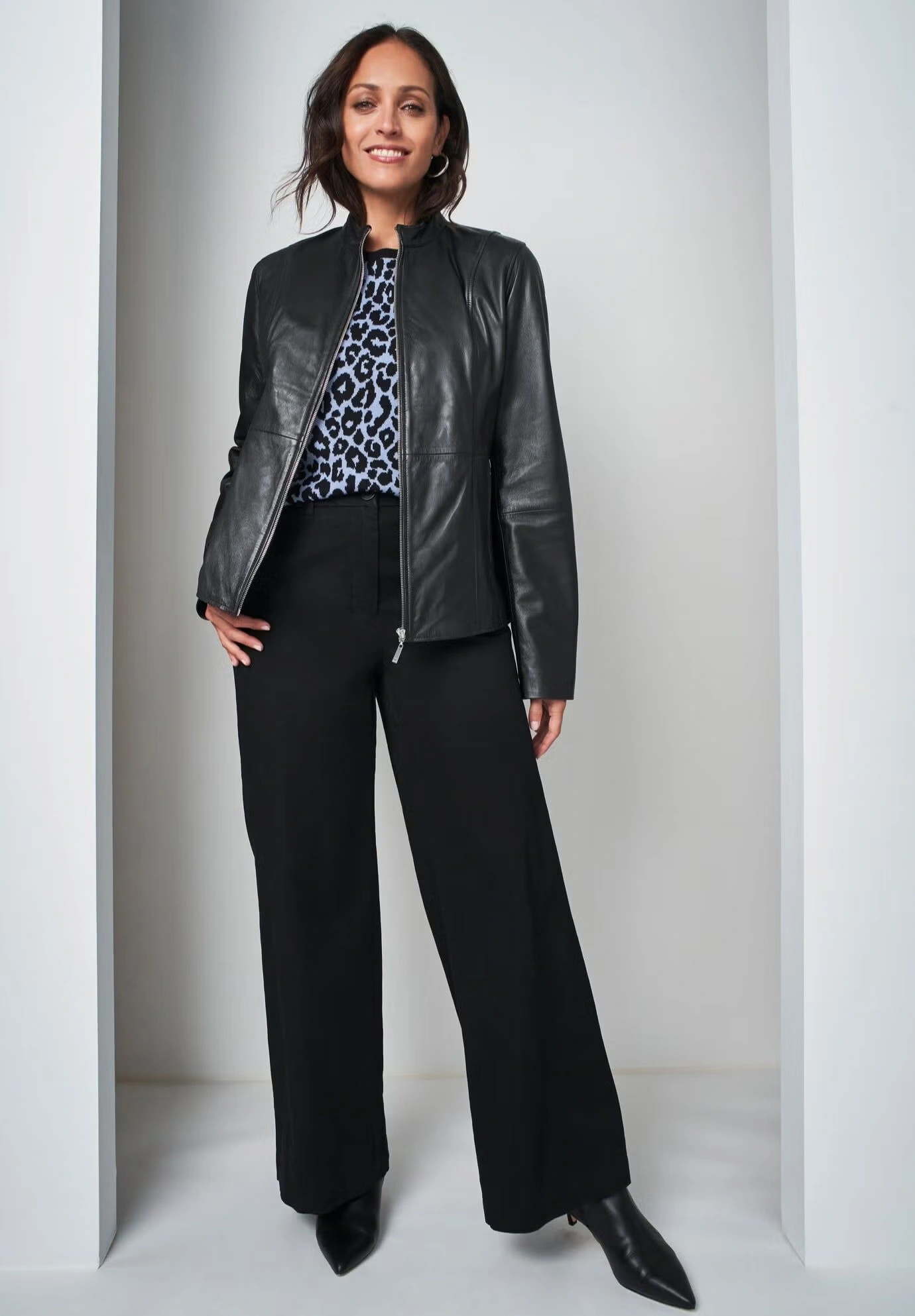 Stretch Cotton Chino Wide-Leg Trouser