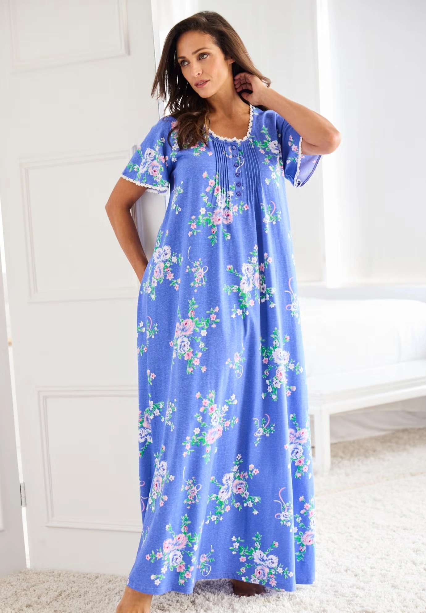 Long Pintuck Knit Gown 4 Long Pintuck Knit Gown