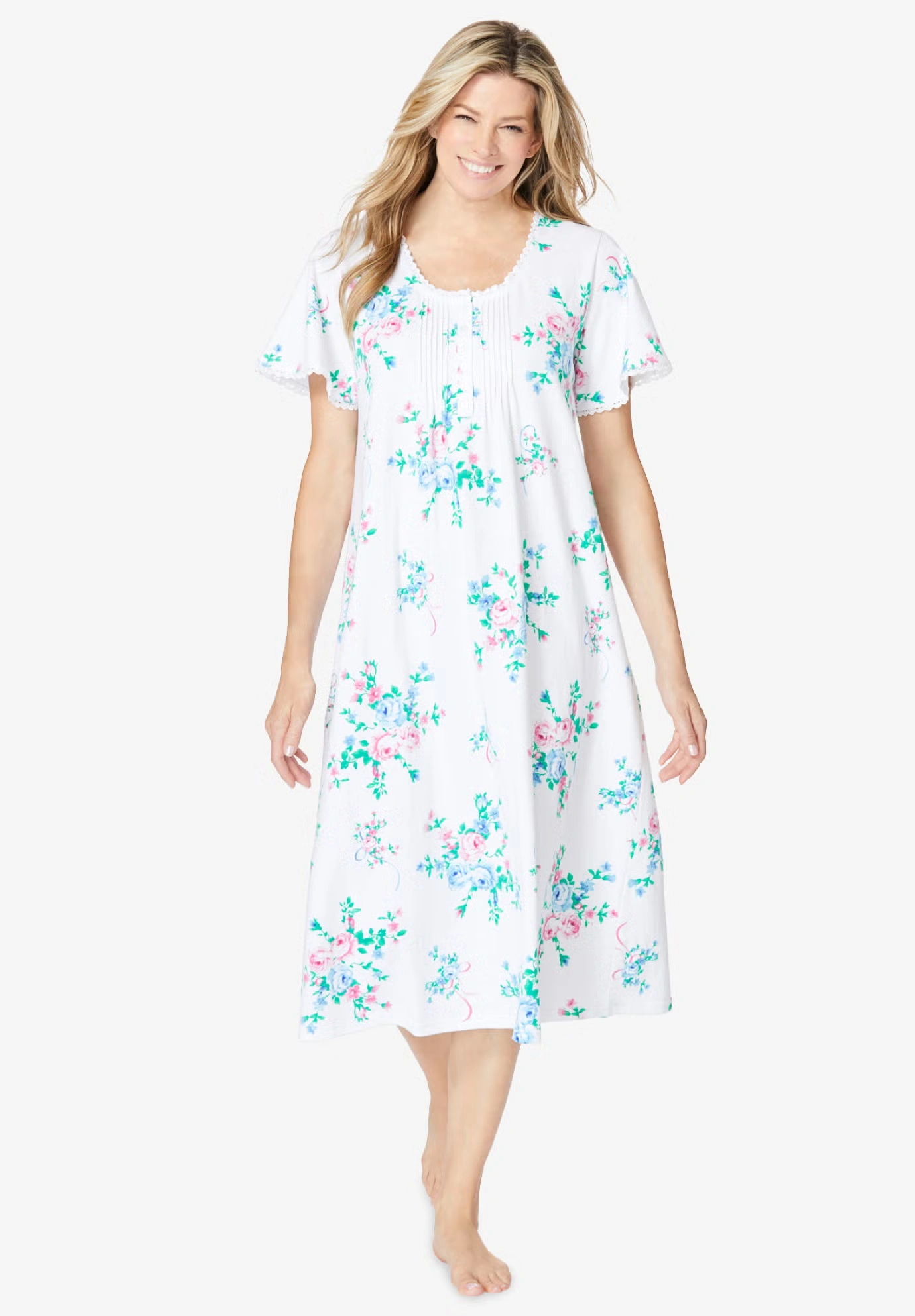 Short Pintuck Knit Gown