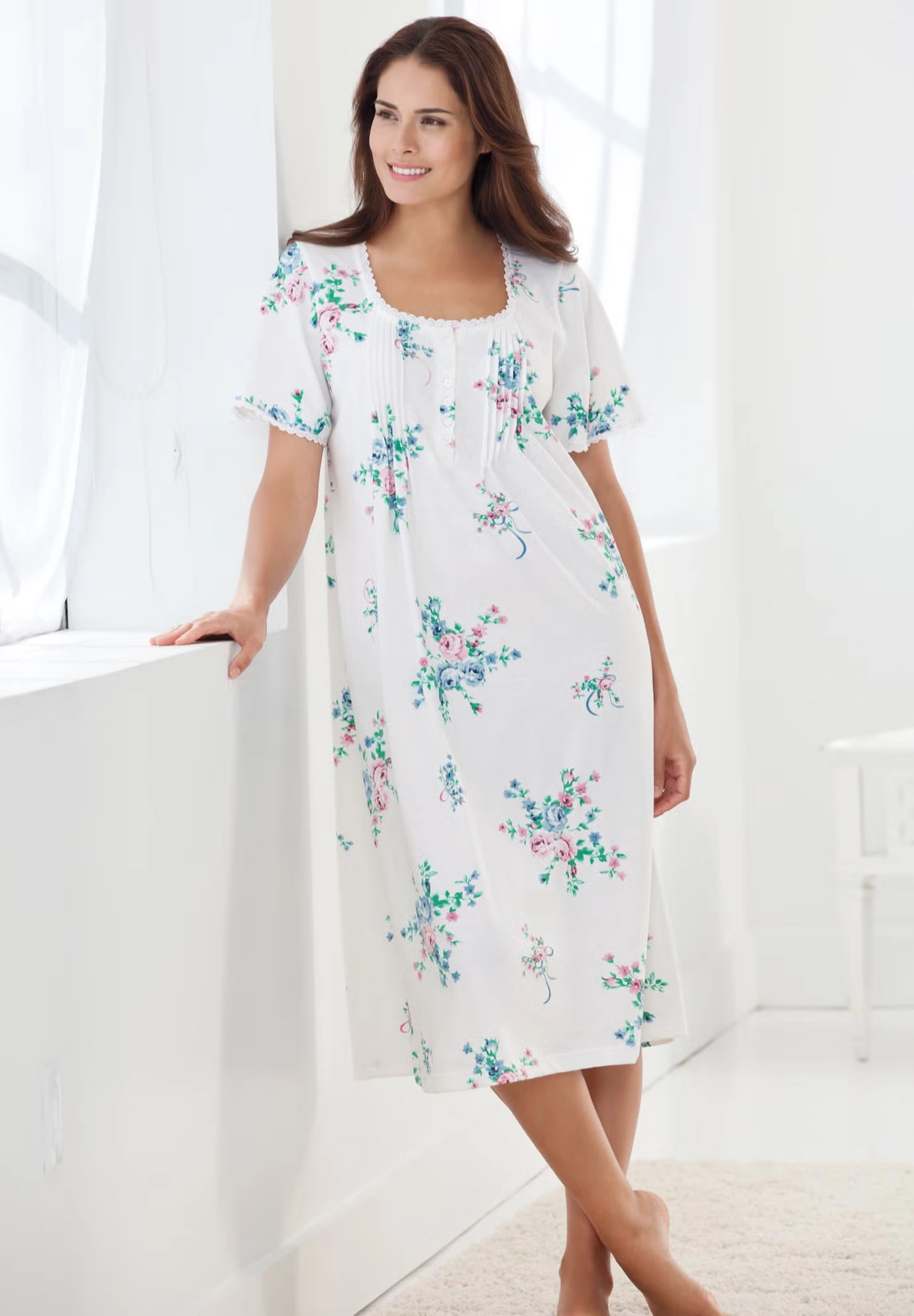 Short Pintuck Knit Gown 5 Short Pintuck Knit Gown