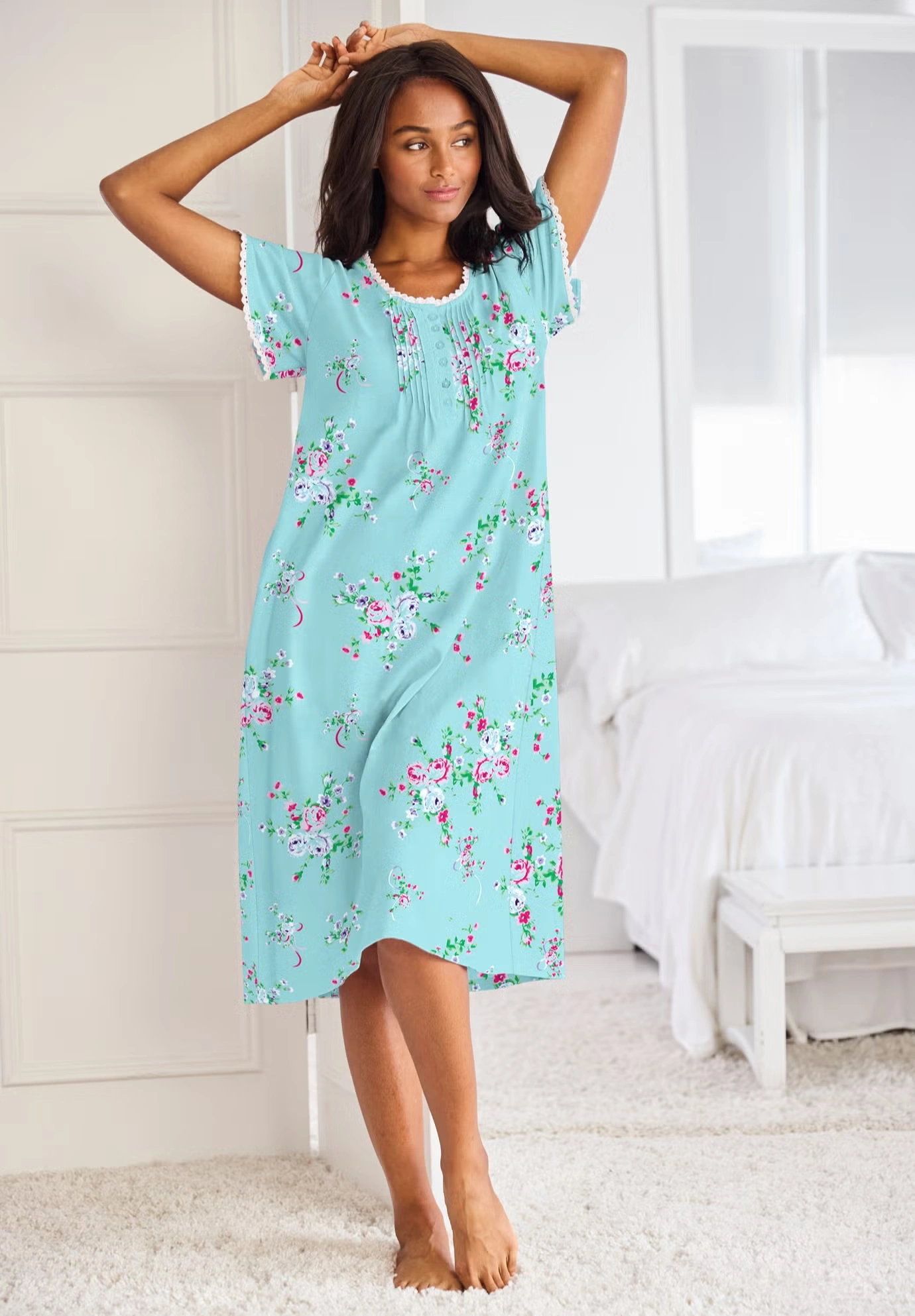 Short Pintuck Knit Gown 6 Short Pintuck Knit Gown